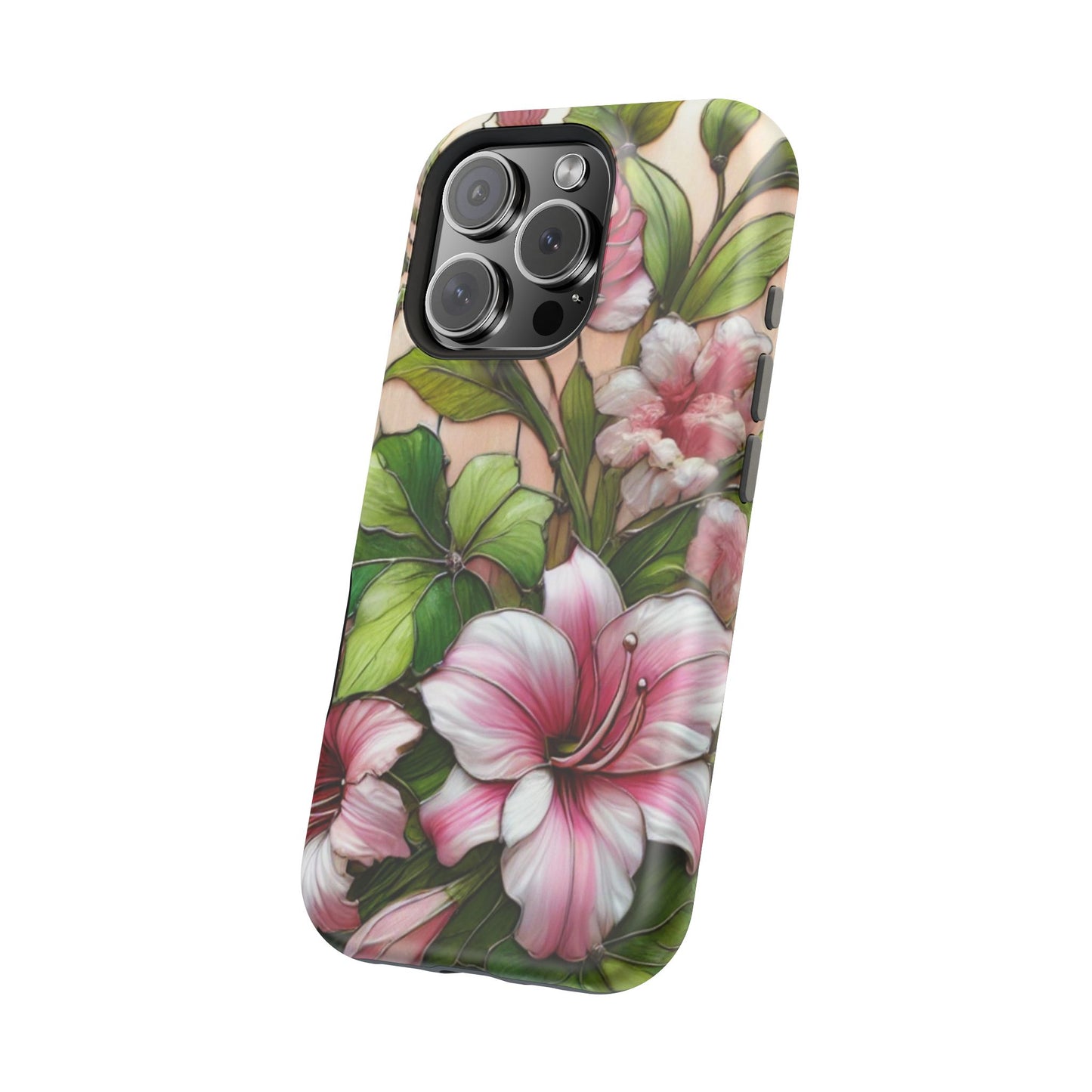 Elegant Pink & Green Floral MAGNETIC Tough Cases - Durable Phone Protection