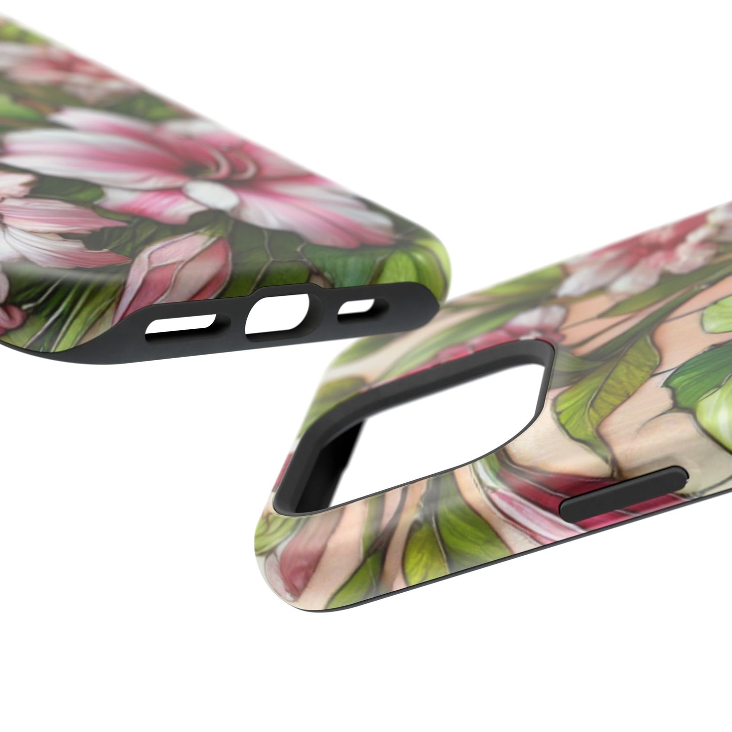Elegant Pink & Green Floral MAGNETIC Tough Cases - Durable Phone Protection