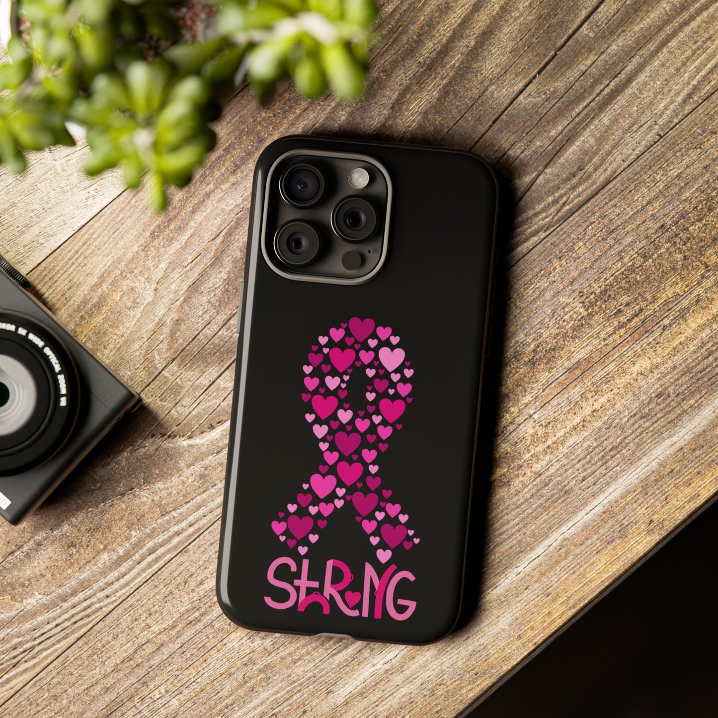 Pink Ribbon Phone Case - Strong Heart Design, Cancer Awareness, Gift for Supporters for IPhone