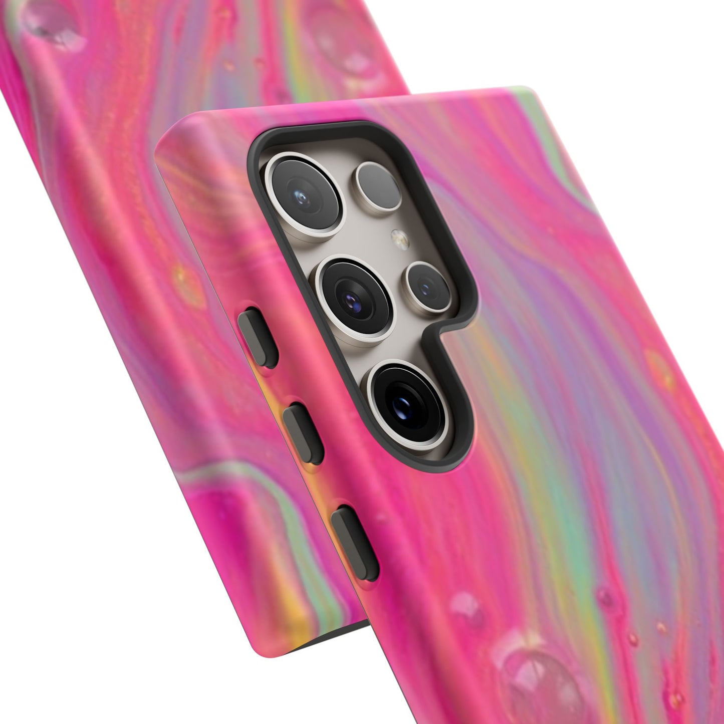 Pink Trendy Futuristic Tough Phone Case with Colorful Abstract Design for Samsung