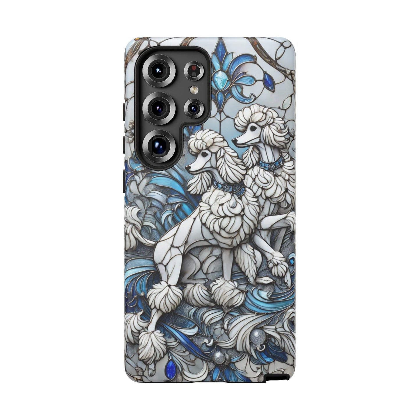 Phone Case - Elegant Blue and White Poodle Art for Samsung Phone