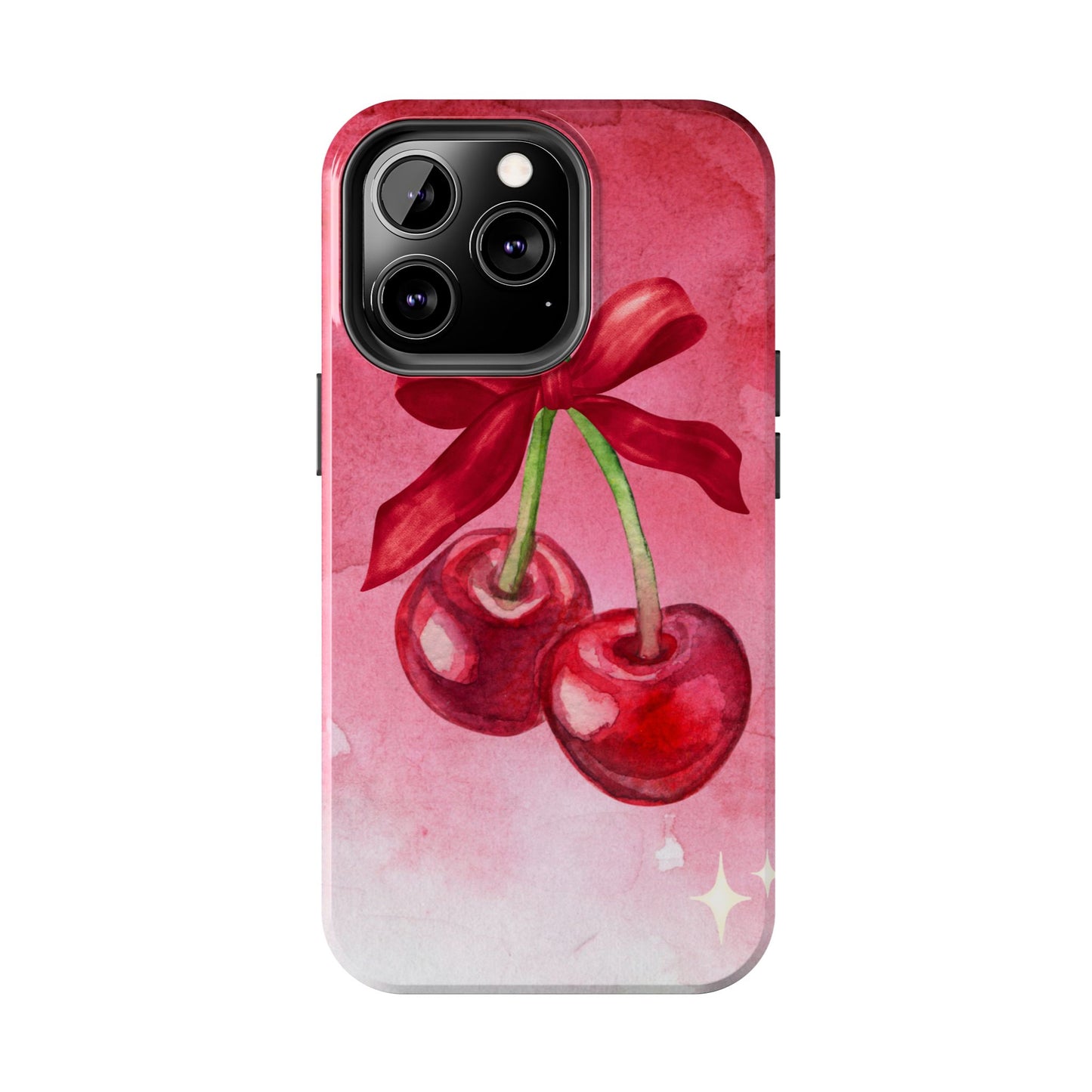 Red Watercolor Cherry and Bow Phone Case