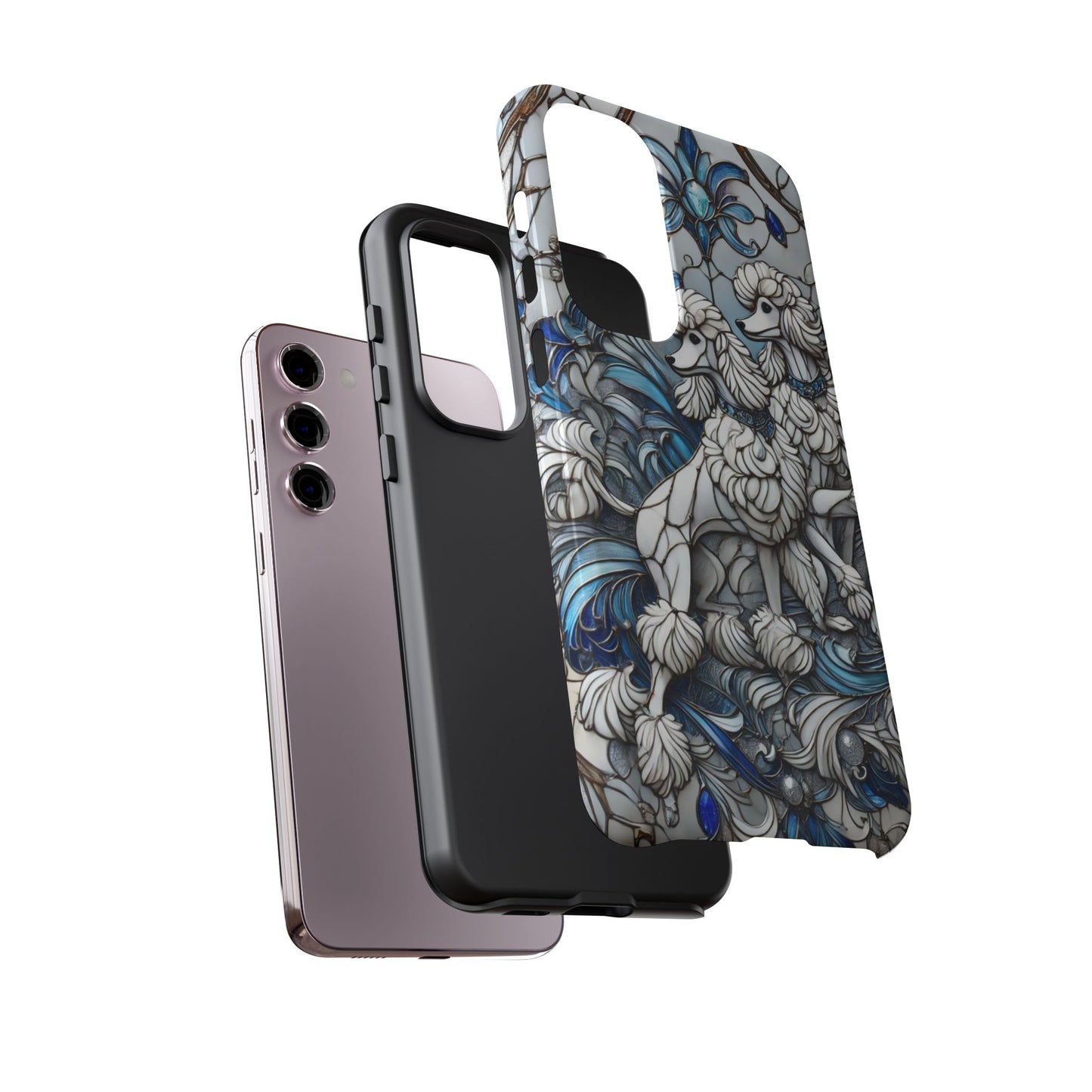 Phone Case - Elegant Blue and White Poodle Art for Samsung Phone