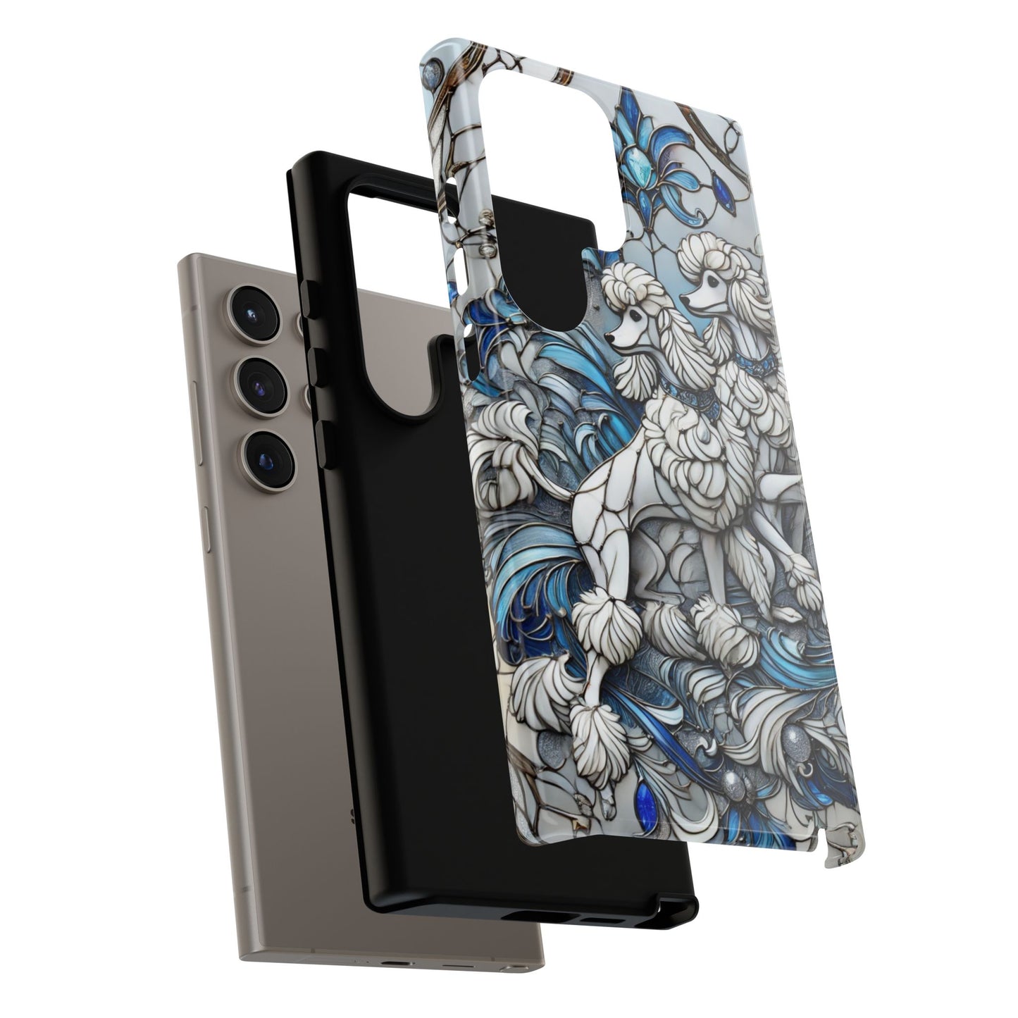 Phone Case - Elegant Blue and White Poodle Art for Samsung Phone