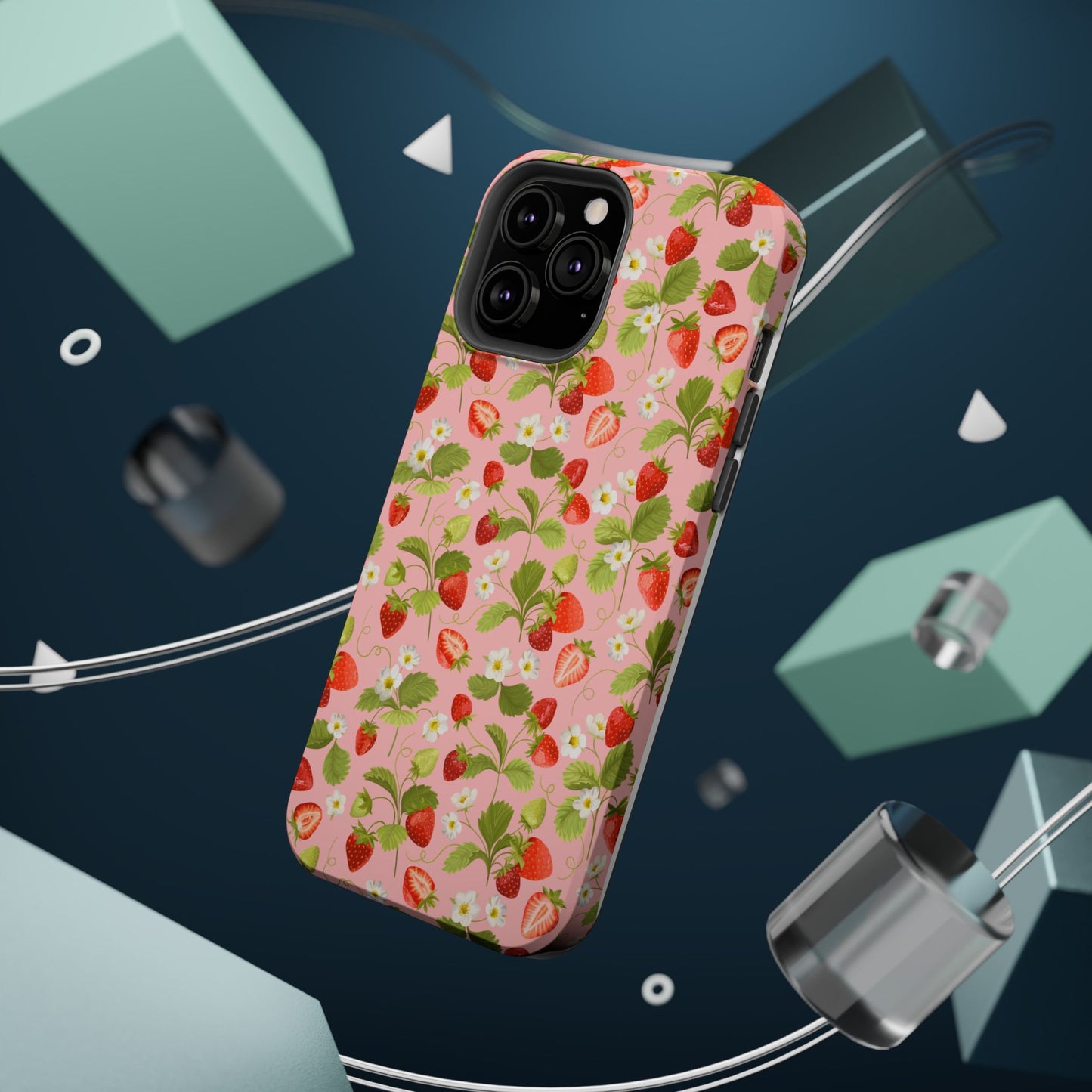 Strawberry Pattern Magnetic Phone Case, Fruit Lover’s Accessory, Cute Gift, Summer Vibe, Phone Protection