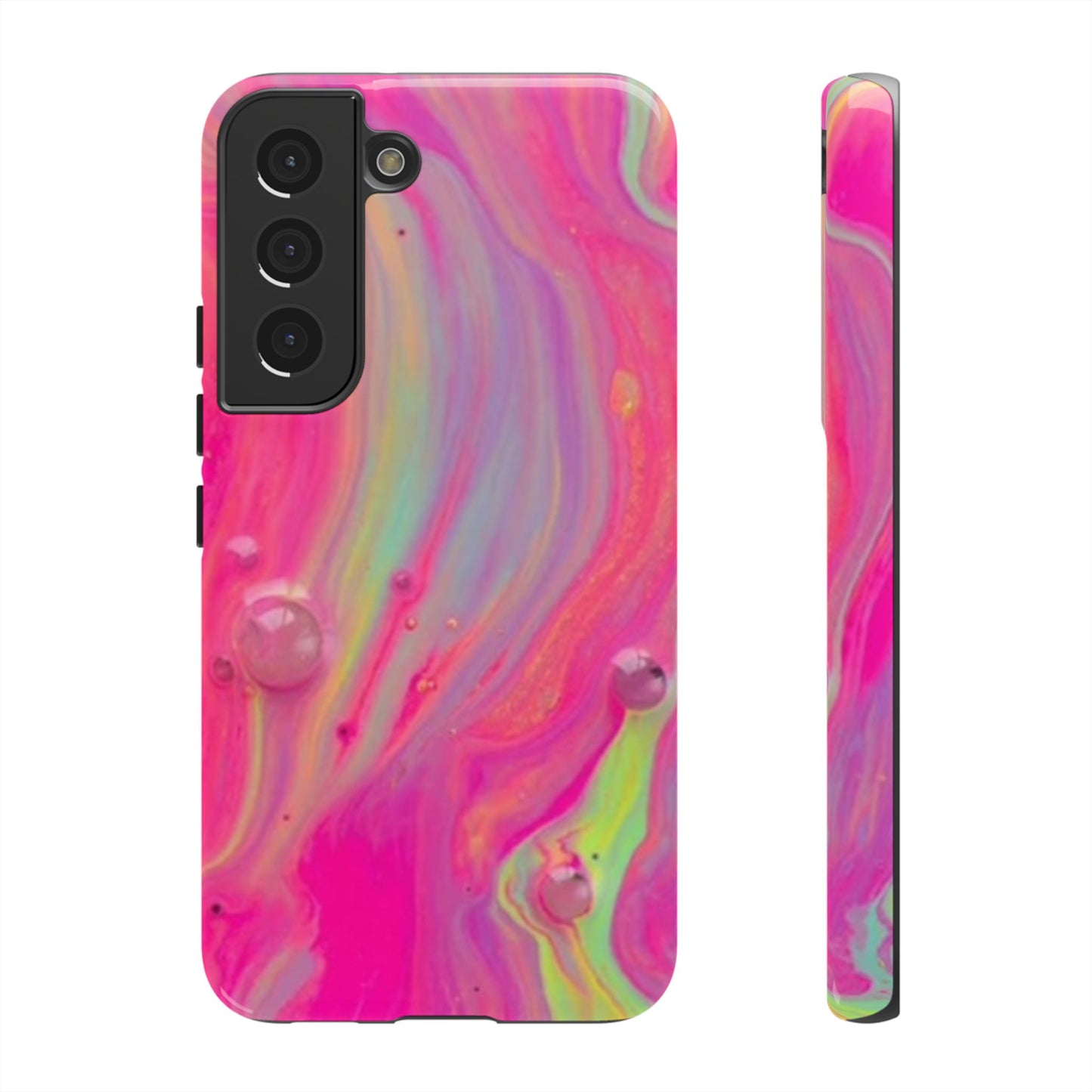 Pink Trendy Futuristic Tough Phone Case with Colorful Abstract Design for Samsung