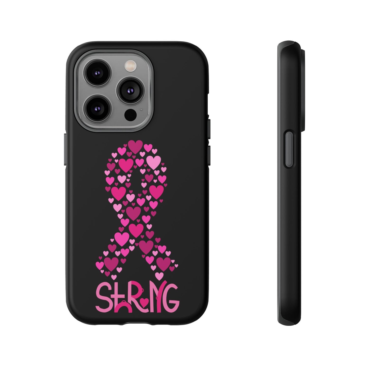 Pink Ribbon Phone Case - Strong Heart Design, Cancer Awareness, Gift for Supporters for IPhone