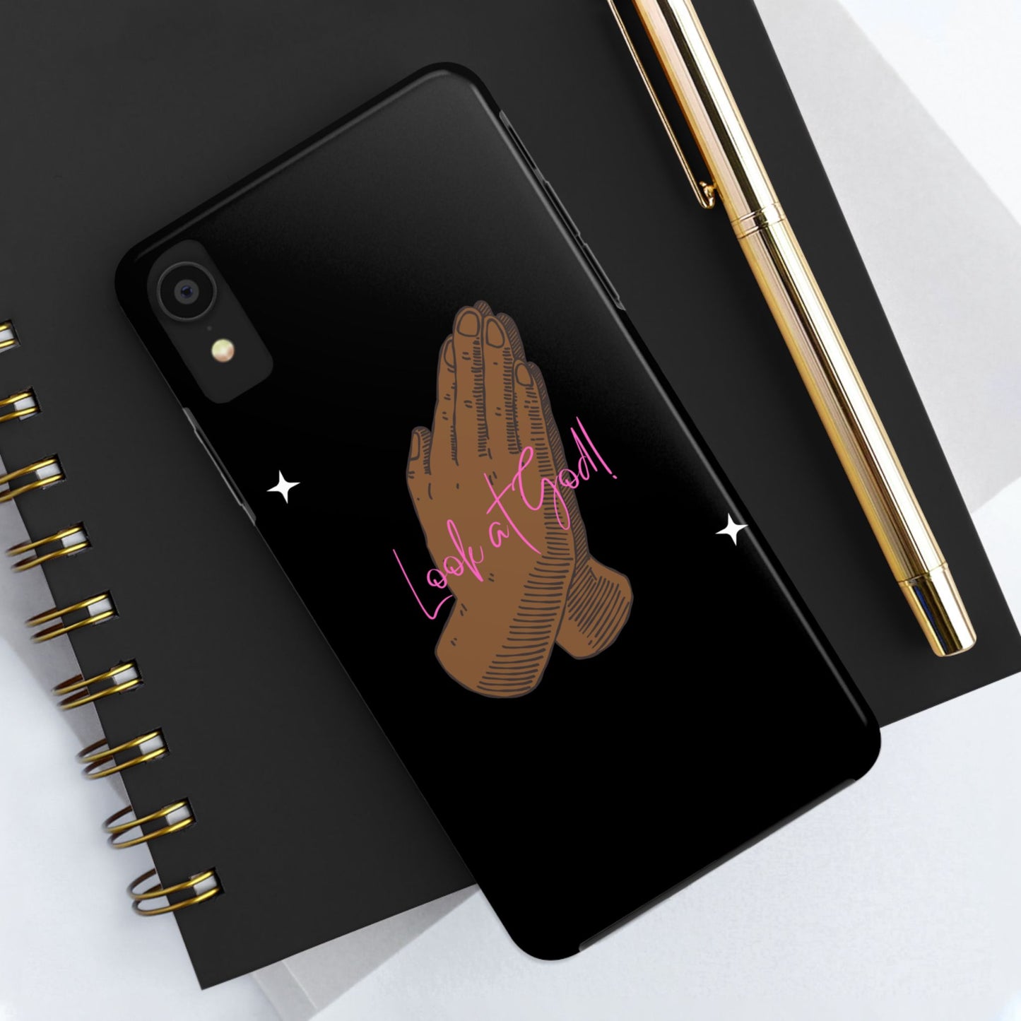 Phone Cases - 'Look at God' Praying Hands Religious Design Tough Case for iPhone