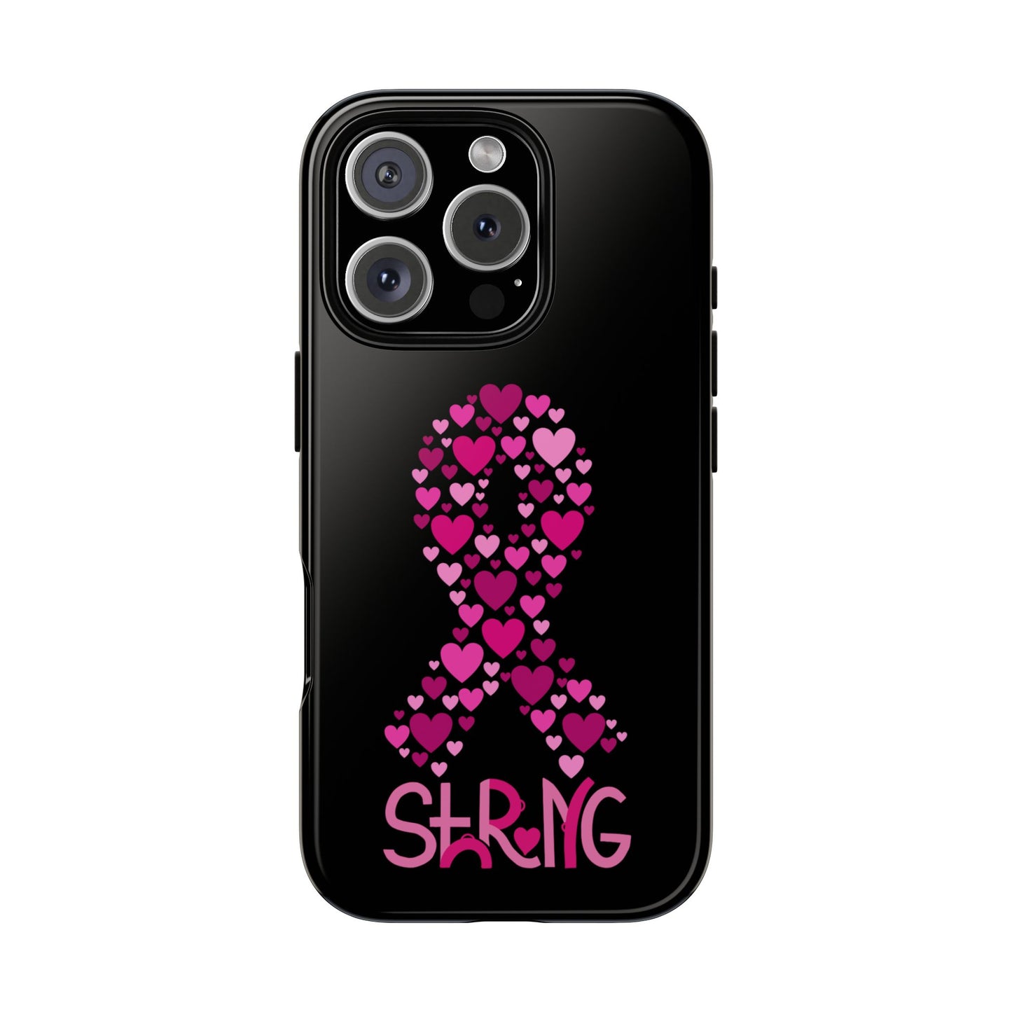 Pink Ribbon Phone Case - Strong Heart Design, Cancer Awareness, Gift for Supporters for IPhone