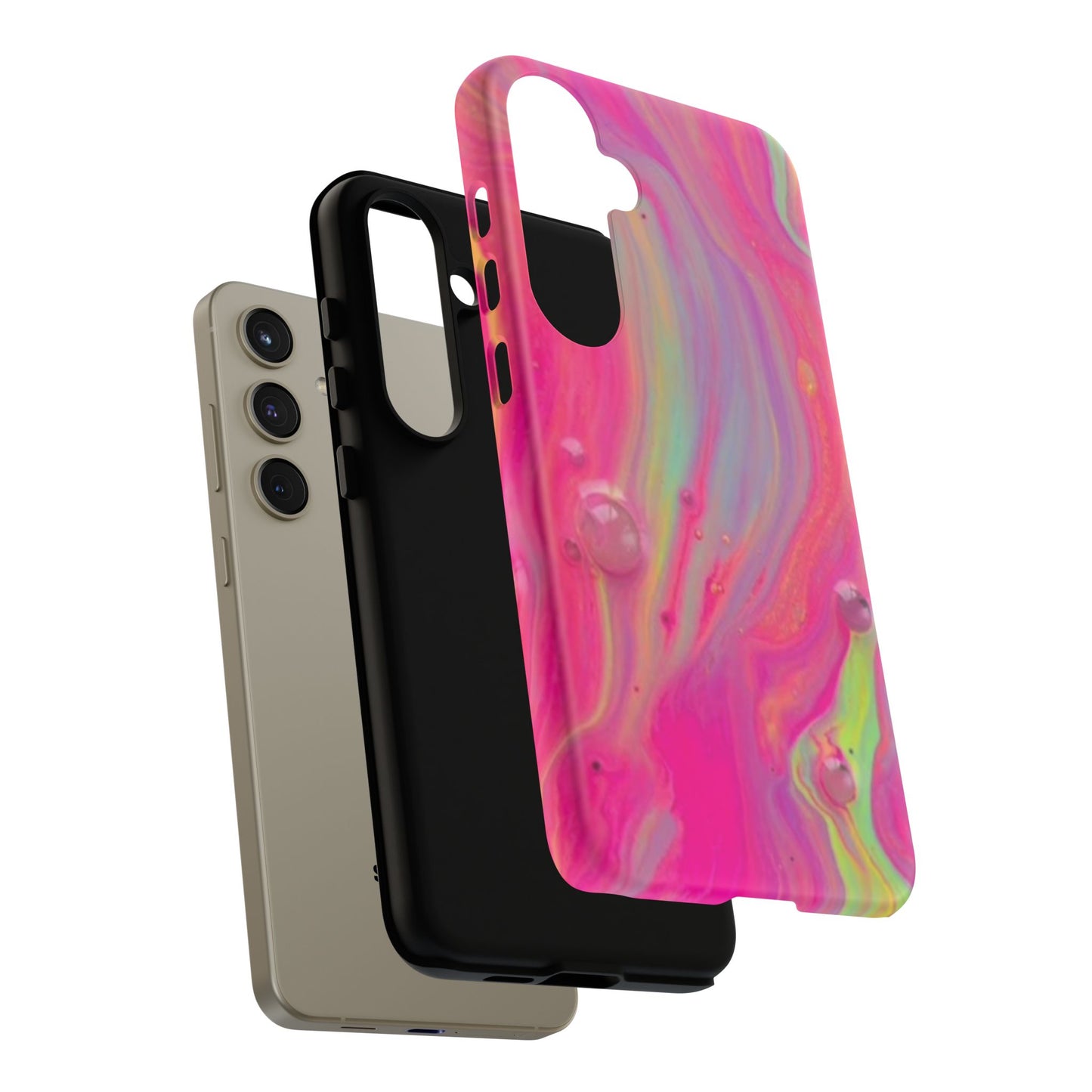 Pink Trendy Futuristic Tough Phone Case with Colorful Abstract Design for Samsung