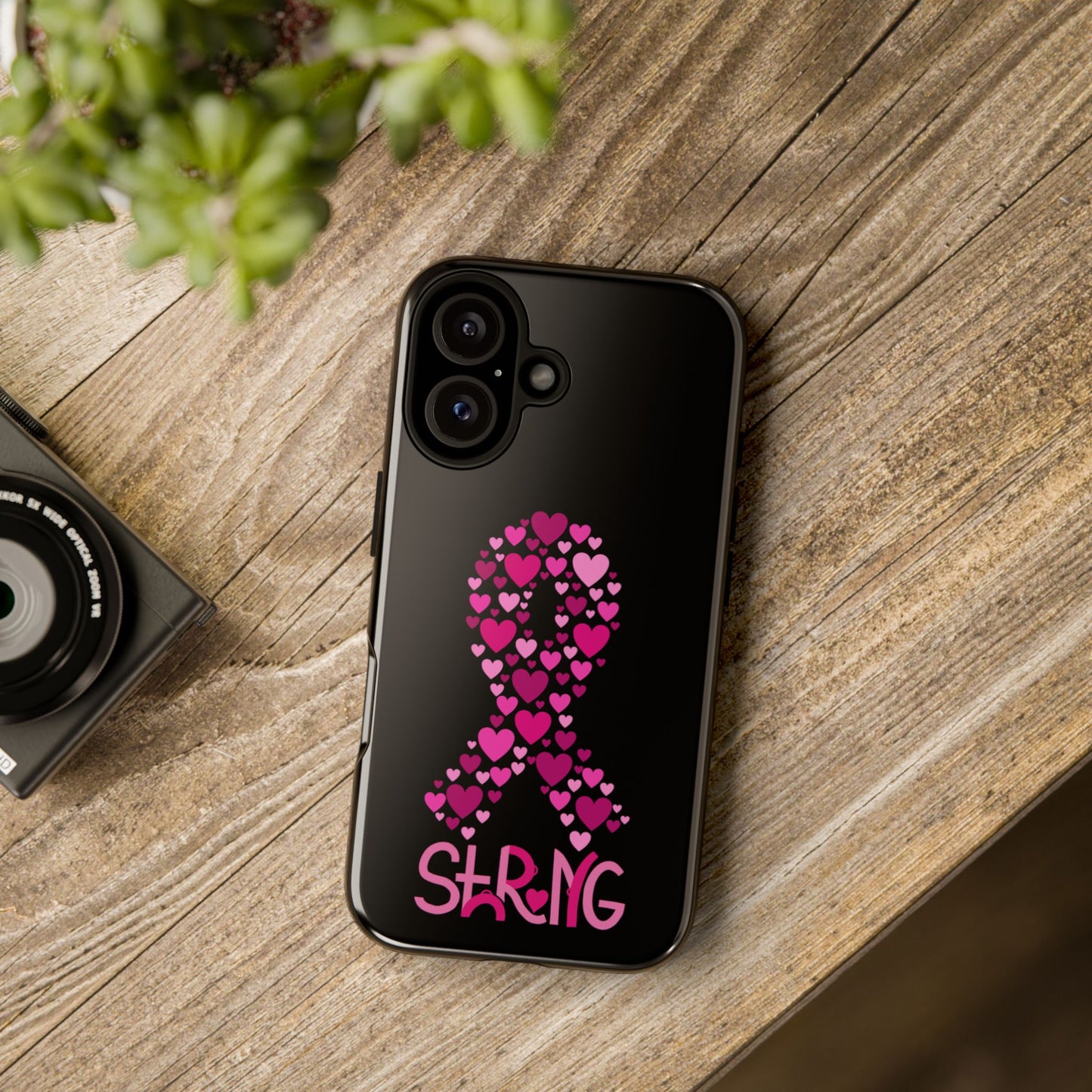 Pink Ribbon Phone Case - Strong Heart Design, Cancer Awareness, Gift for Supporters for IPhone