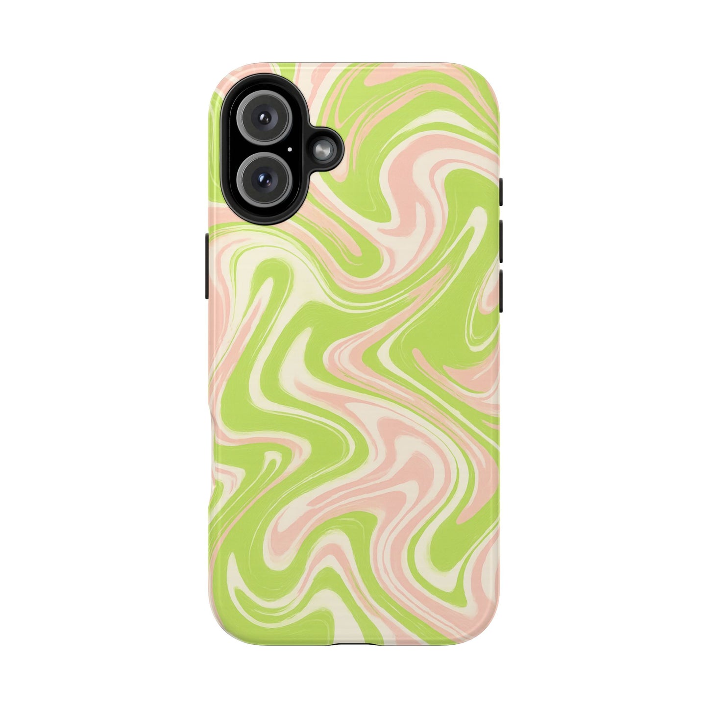 Pink & Green Stylish Tough Phone Case, Durable Protection, Gift for Friends, Colorful Marble Design