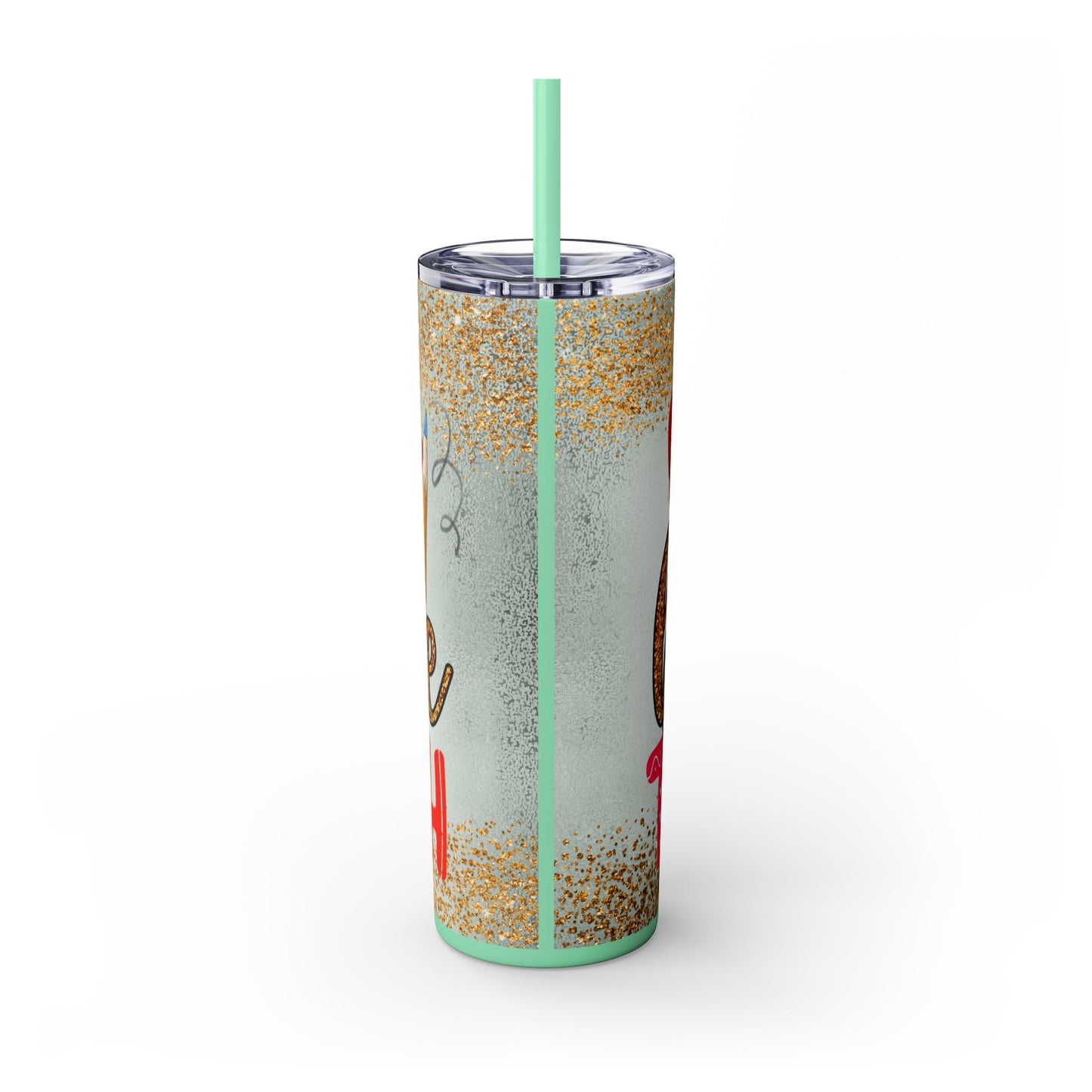 Only the Brave Teach 20oz Tumbler with Straw | Glitter Apple Design