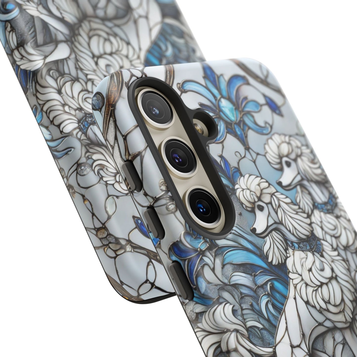Phone Case - Elegant Blue and White Poodle Art for Samsung Phone