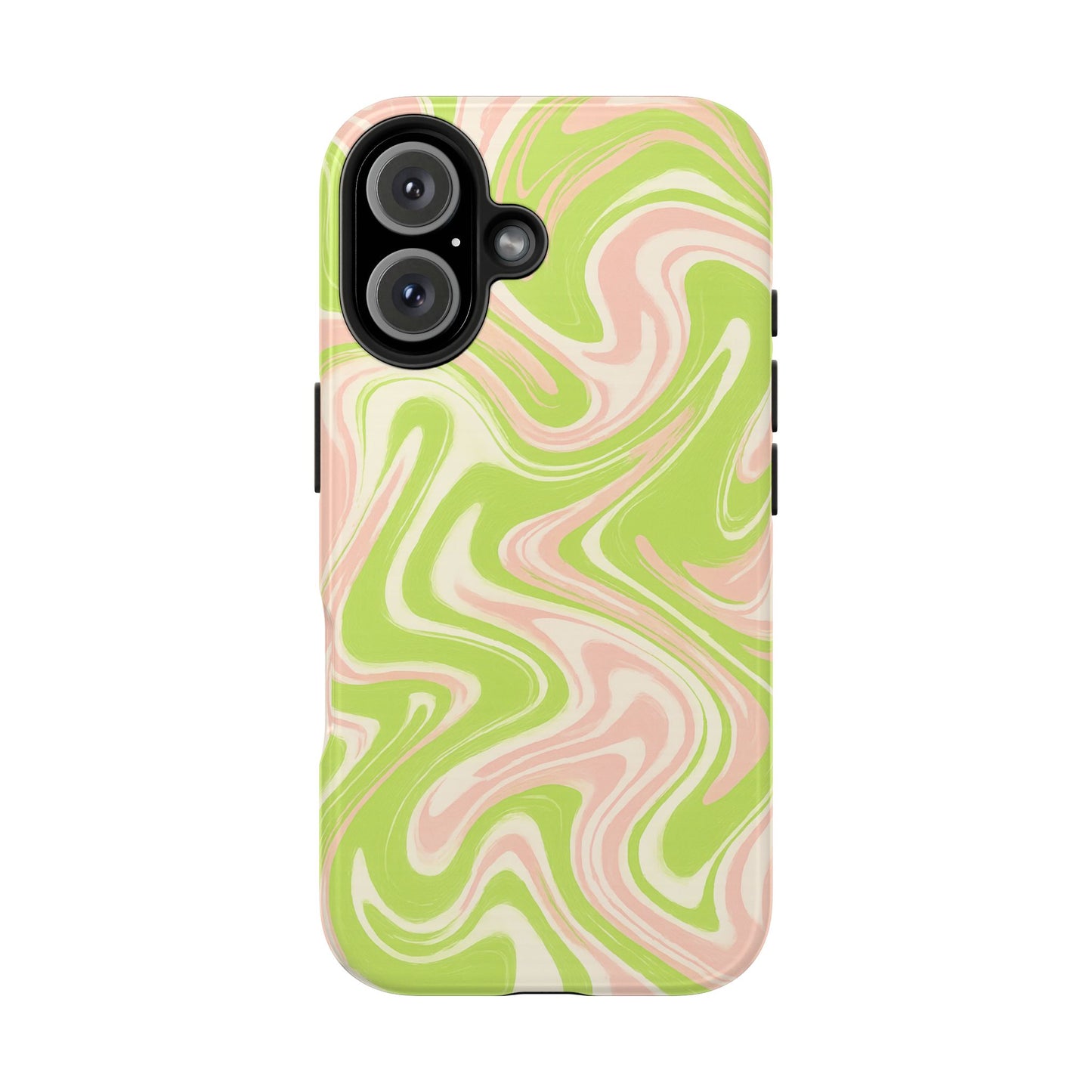 Pink & Green Stylish Tough Phone Case, Durable Protection, Gift for Friends, Colorful Marble Design