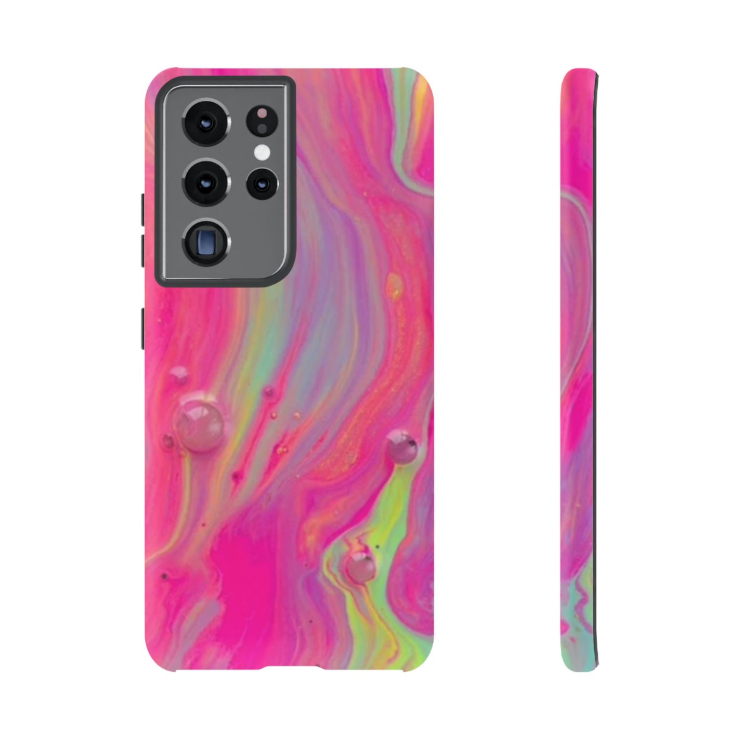Pink Trendy Futuristic Tough Phone Case with Colorful Abstract Design for Samsung