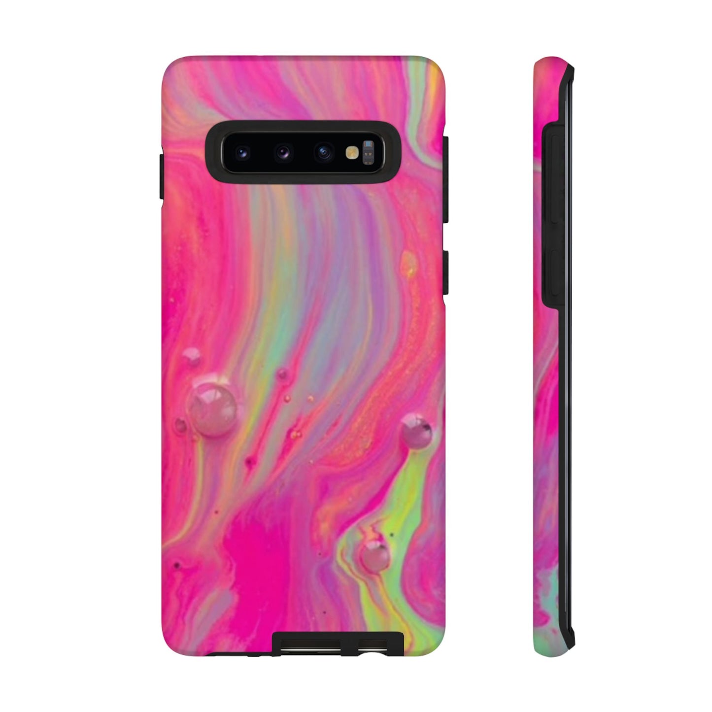 Pink Trendy Futuristic Tough Phone Case with Colorful Abstract Design for Samsung