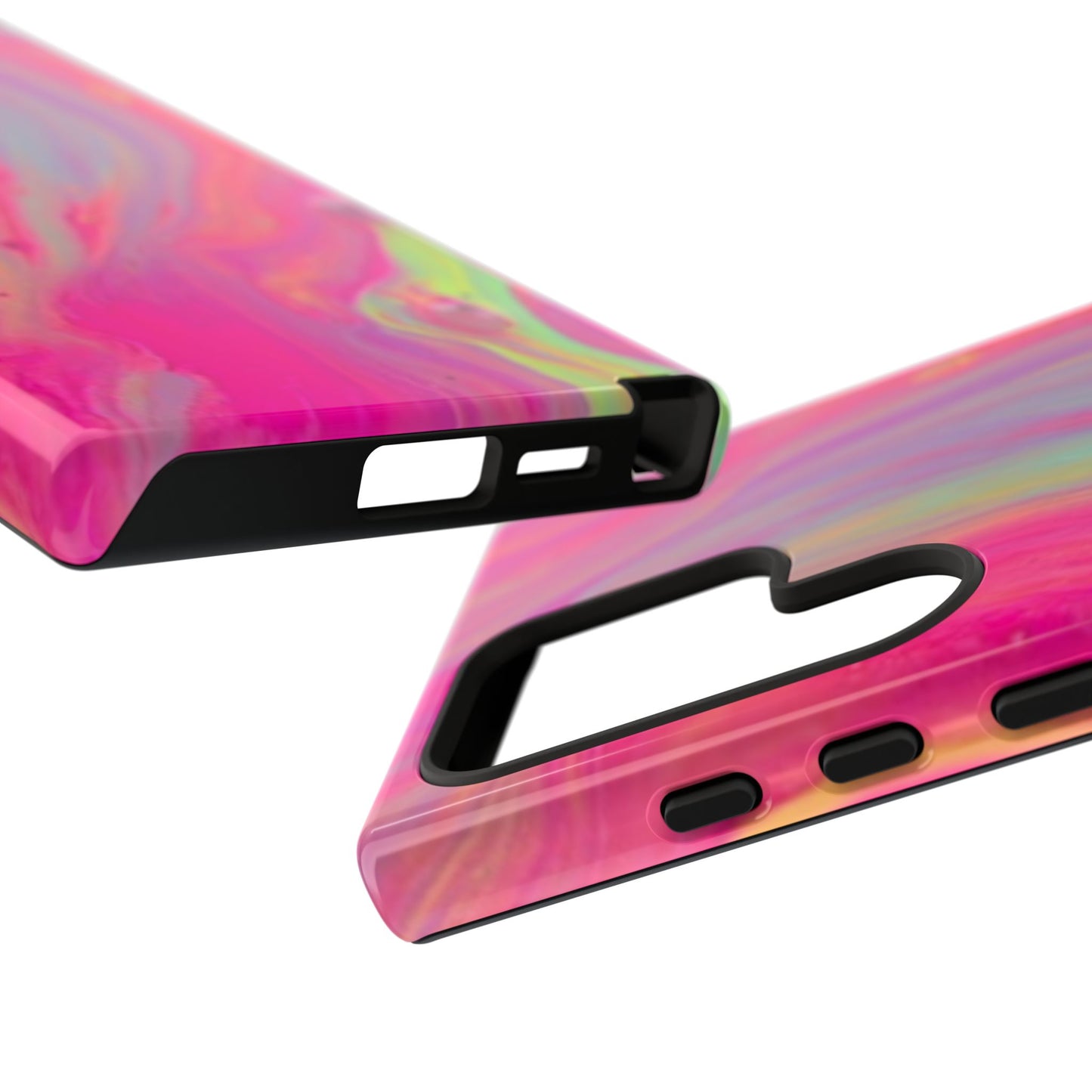Pink Trendy Futuristic Tough Phone Case with Colorful Abstract Design for Samsung