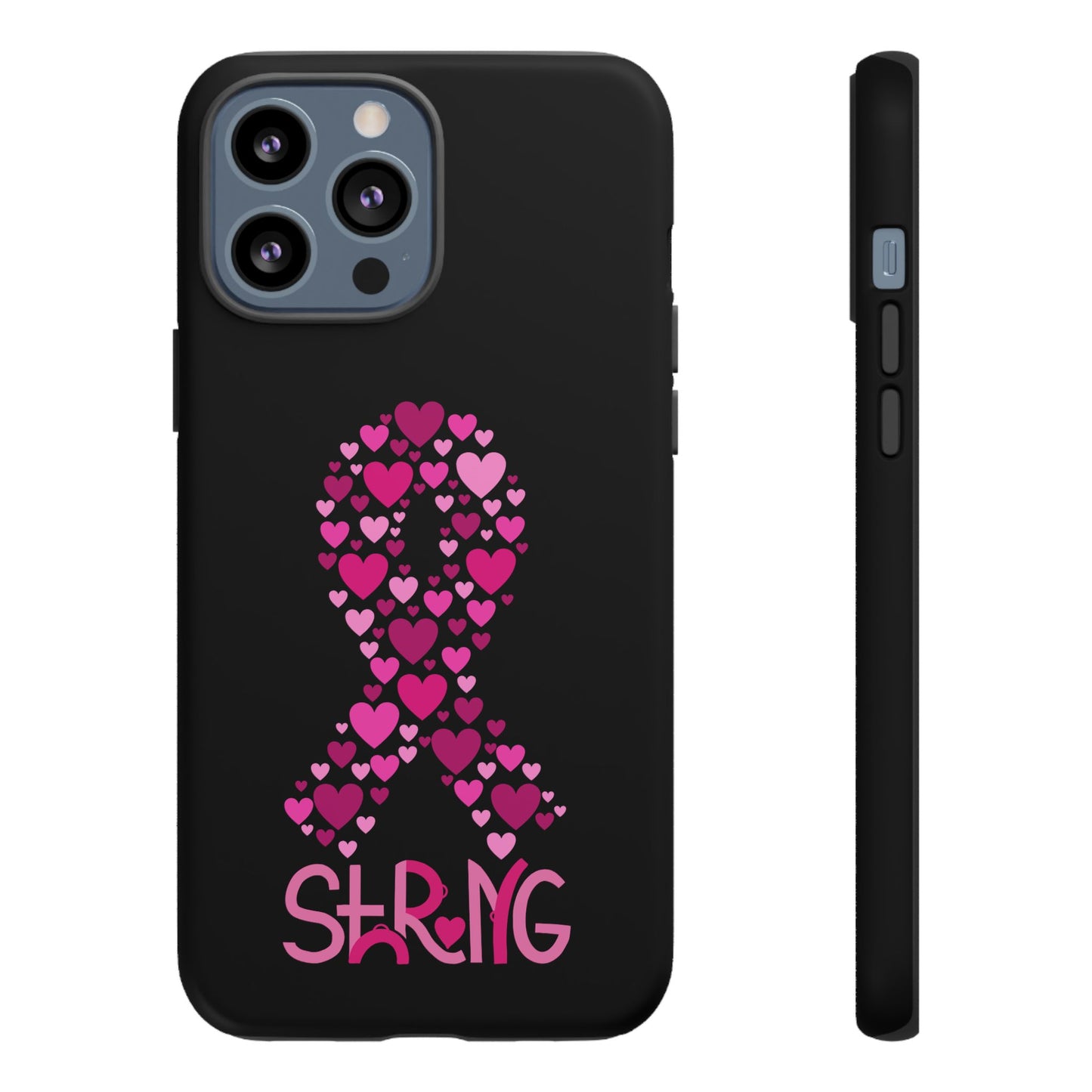 Pink Ribbon Phone Case - Strong Heart Design, Cancer Awareness, Gift for Supporters for IPhone