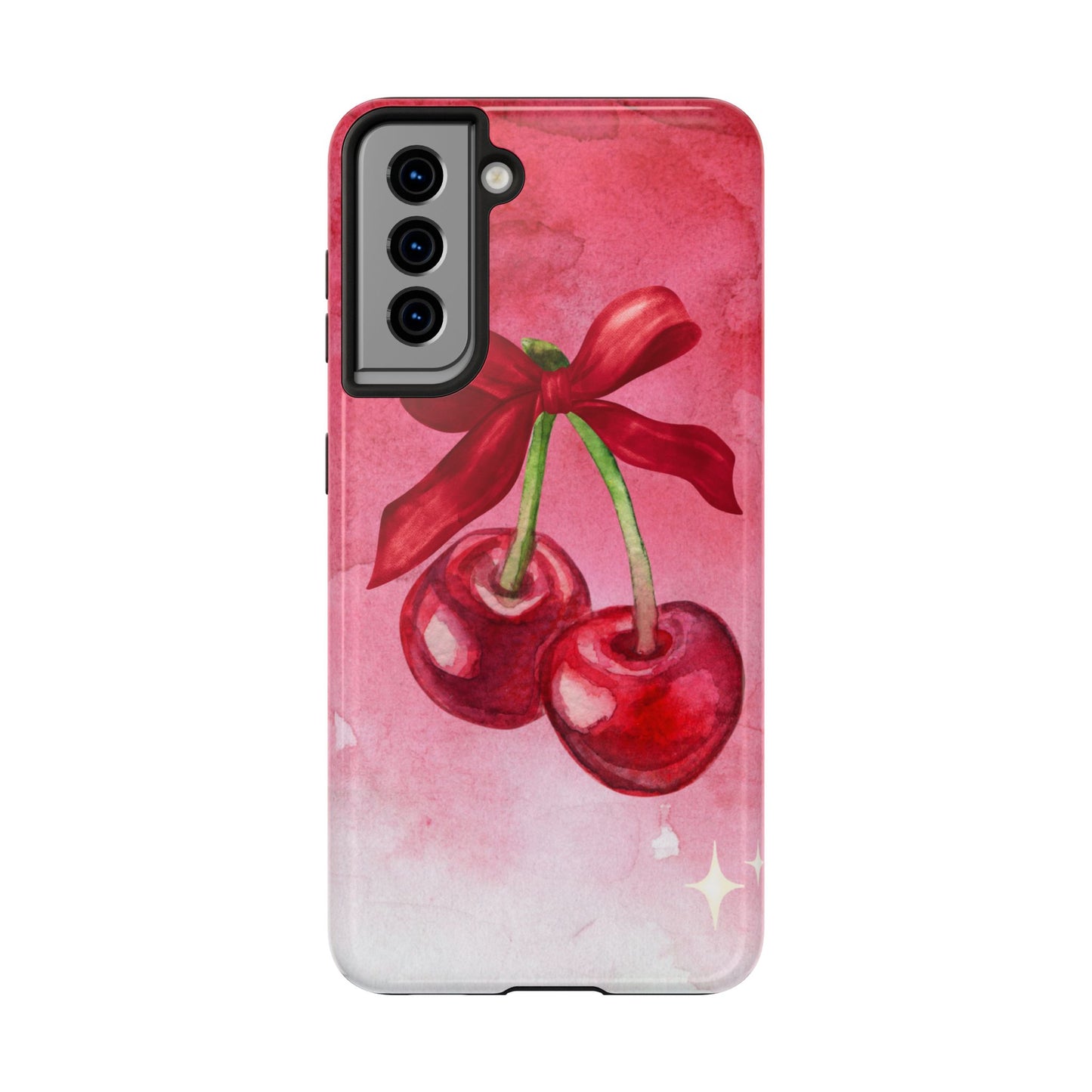 Red Watercolor Cherry and Bow Phone Case