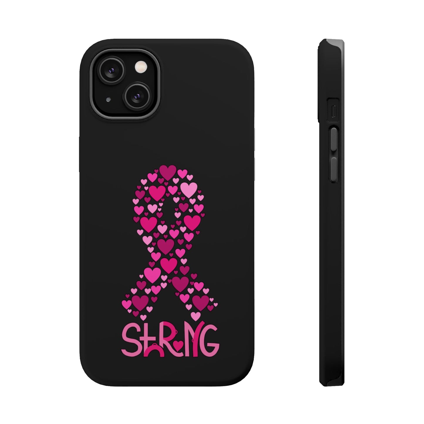 Pink Ribbon Magnetic Phone Case - Strong Heart Design, Cancer Awareness, Gift for Supporters for IPhone