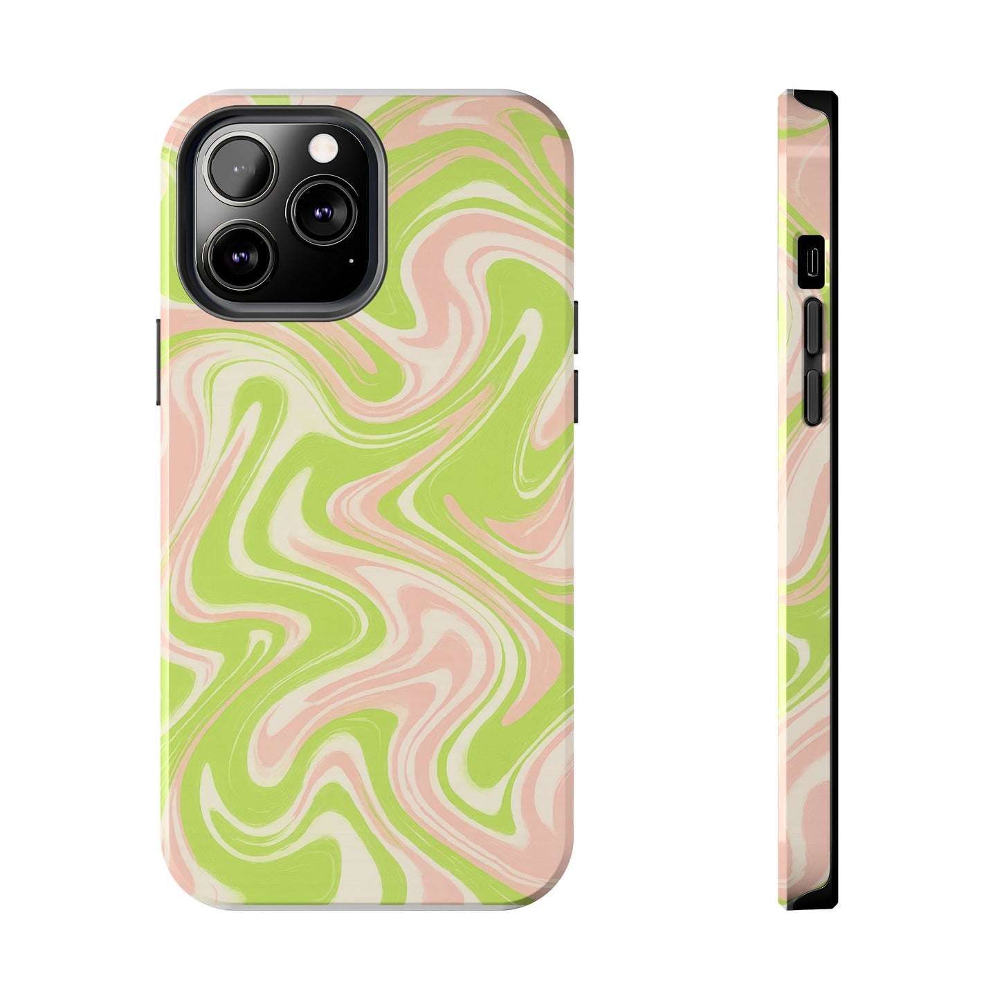 Pink & Green Stylish Tough Phone Case, Durable Protection, Gift for Friends, Colorful Marble Design