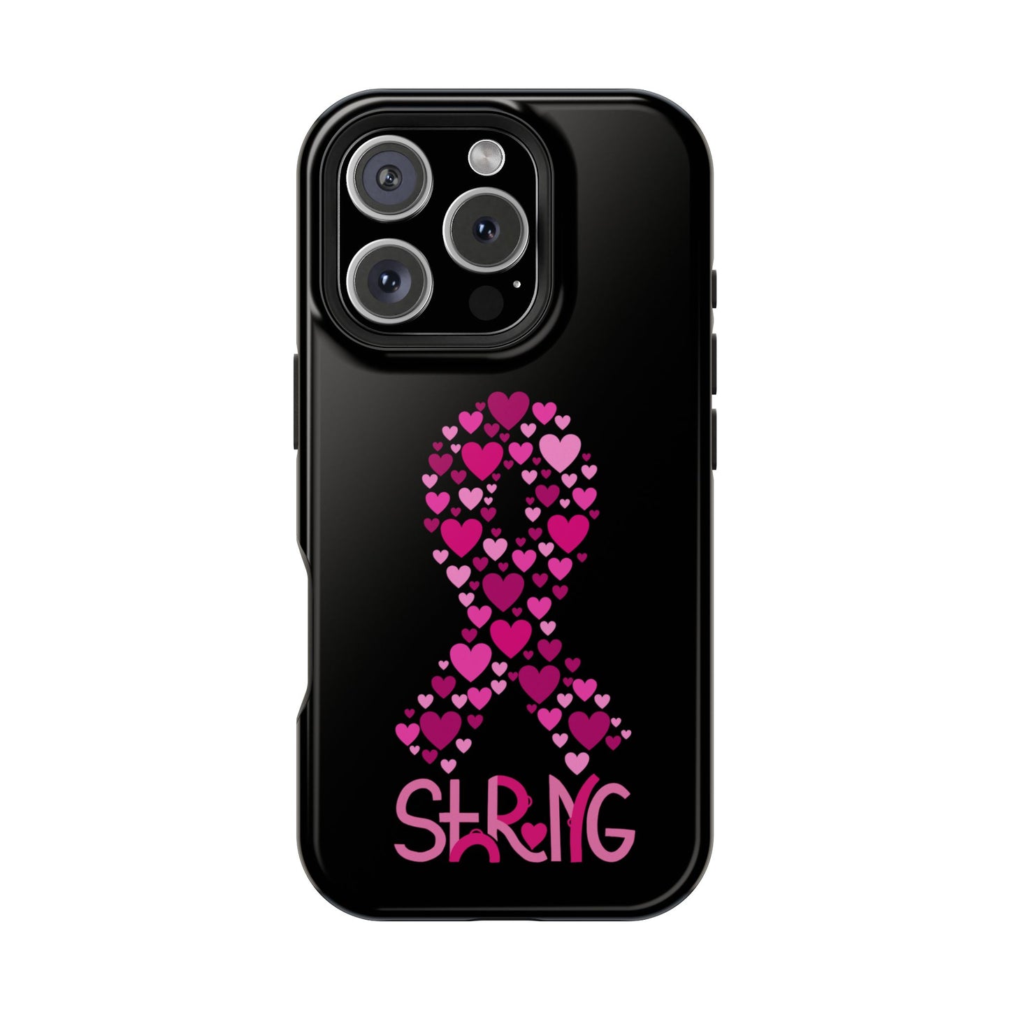 Pink Ribbon Magnetic Phone Case - Strong Heart Design, Cancer Awareness, Gift for Supporters for IPhone