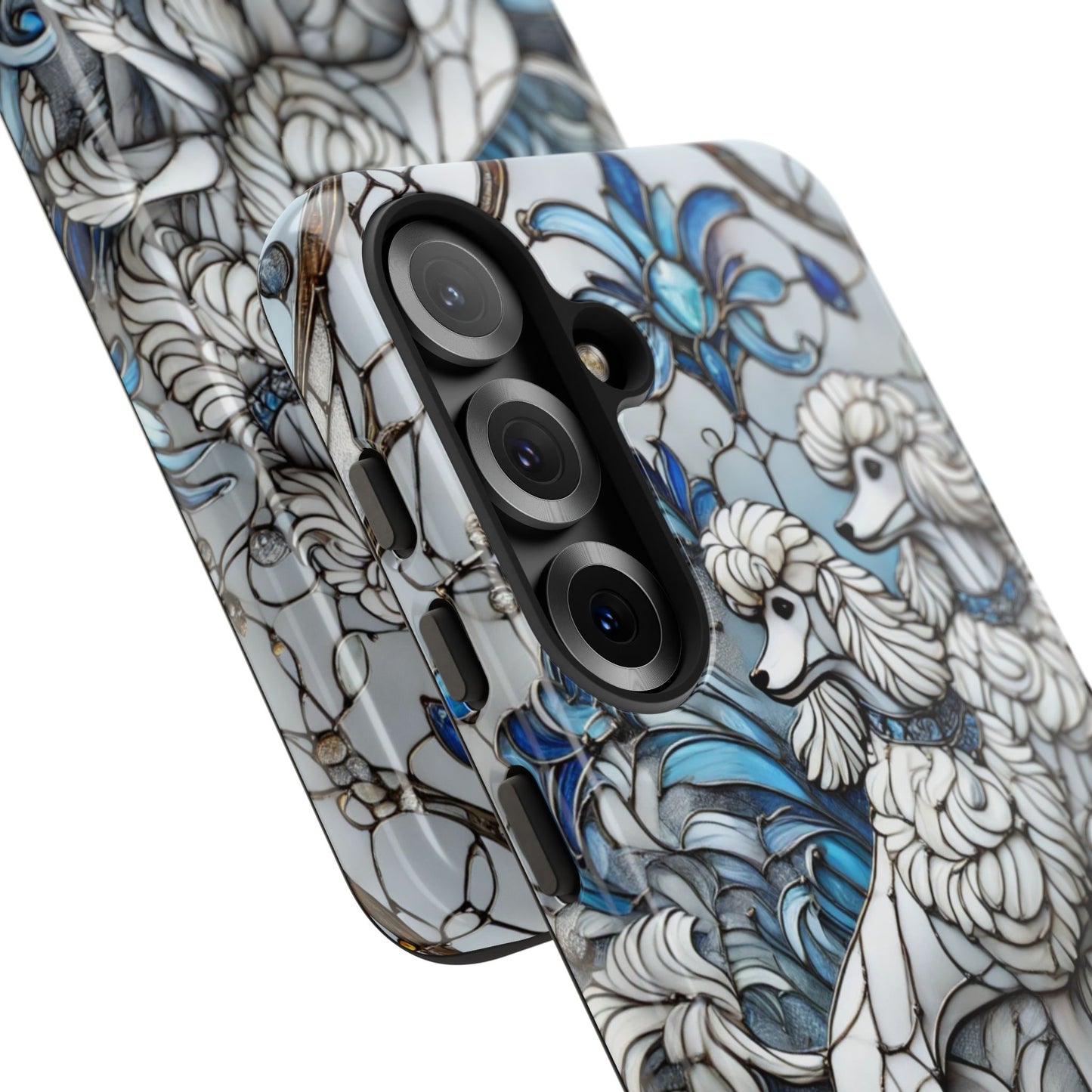 Phone Case - Elegant Blue and White Poodle Art for Samsung Phone