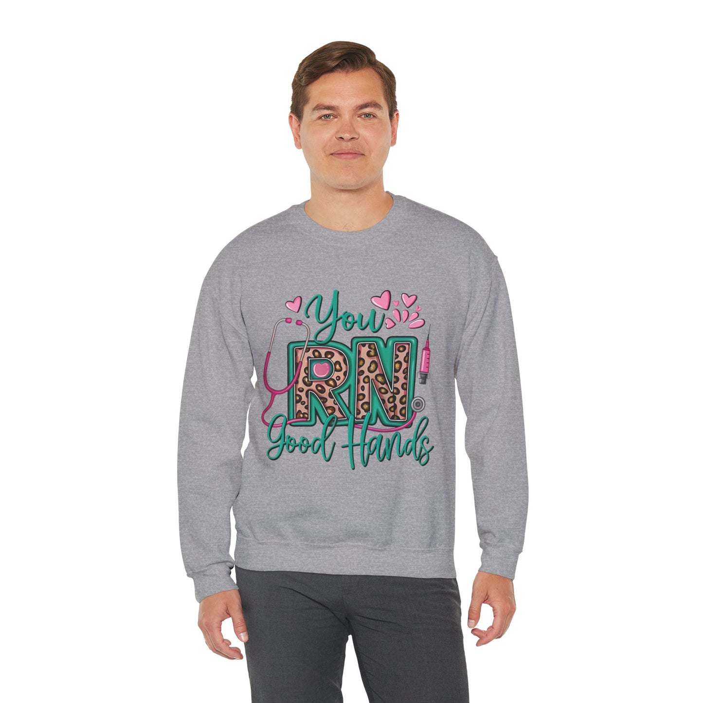 You RN Good Hands Sweatshirt - Cozy Unisex Crewneck for Nurses