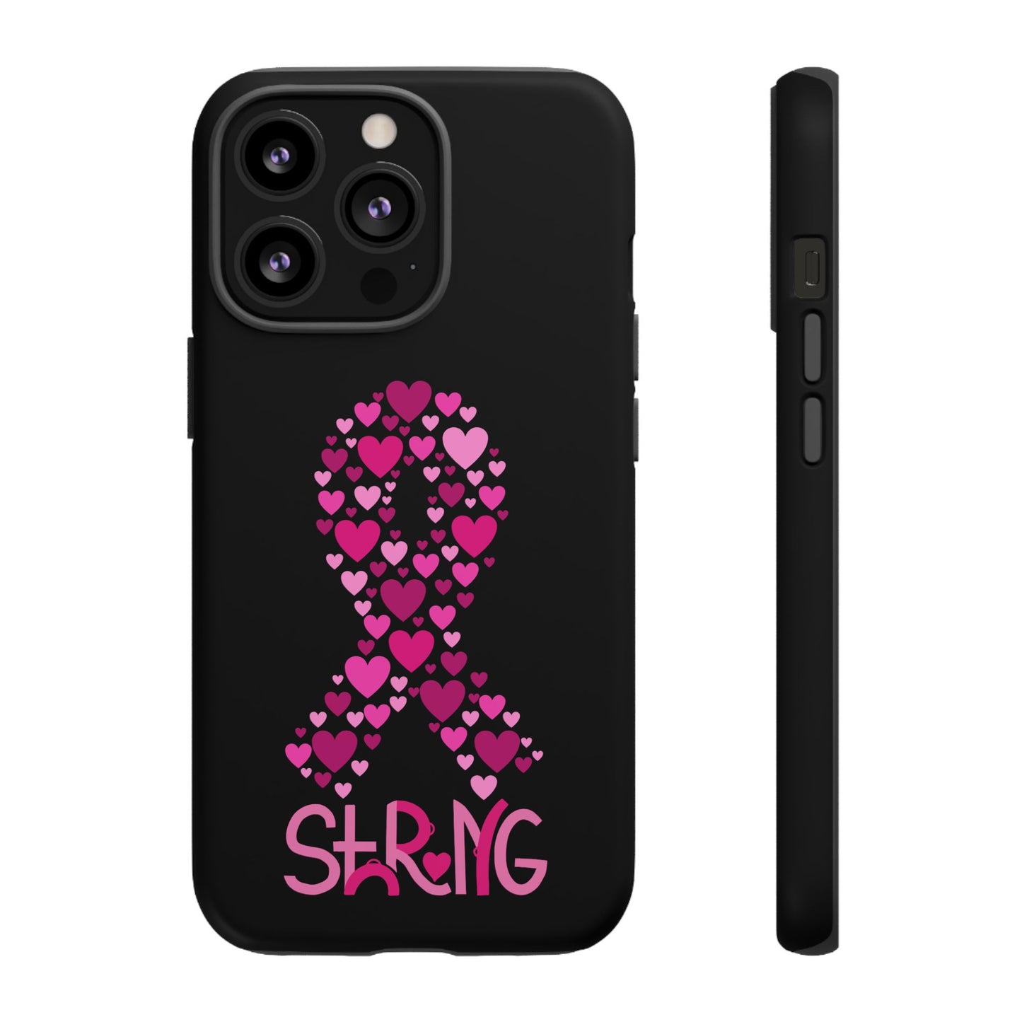 Pink Ribbon Phone Case - Strong Heart Design, Cancer Awareness, Gift for Supporters for IPhone