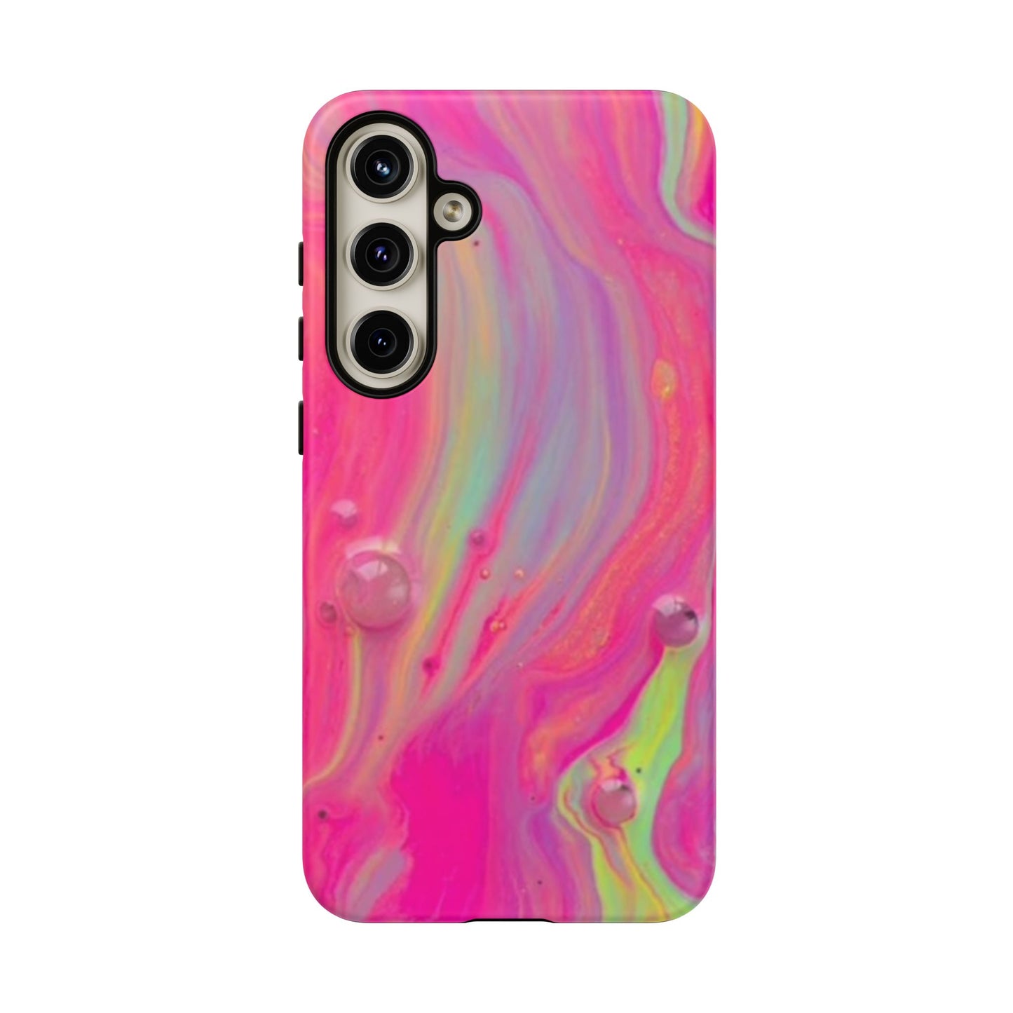 Pink Trendy Futuristic Tough Phone Case with Colorful Abstract Design for Samsung