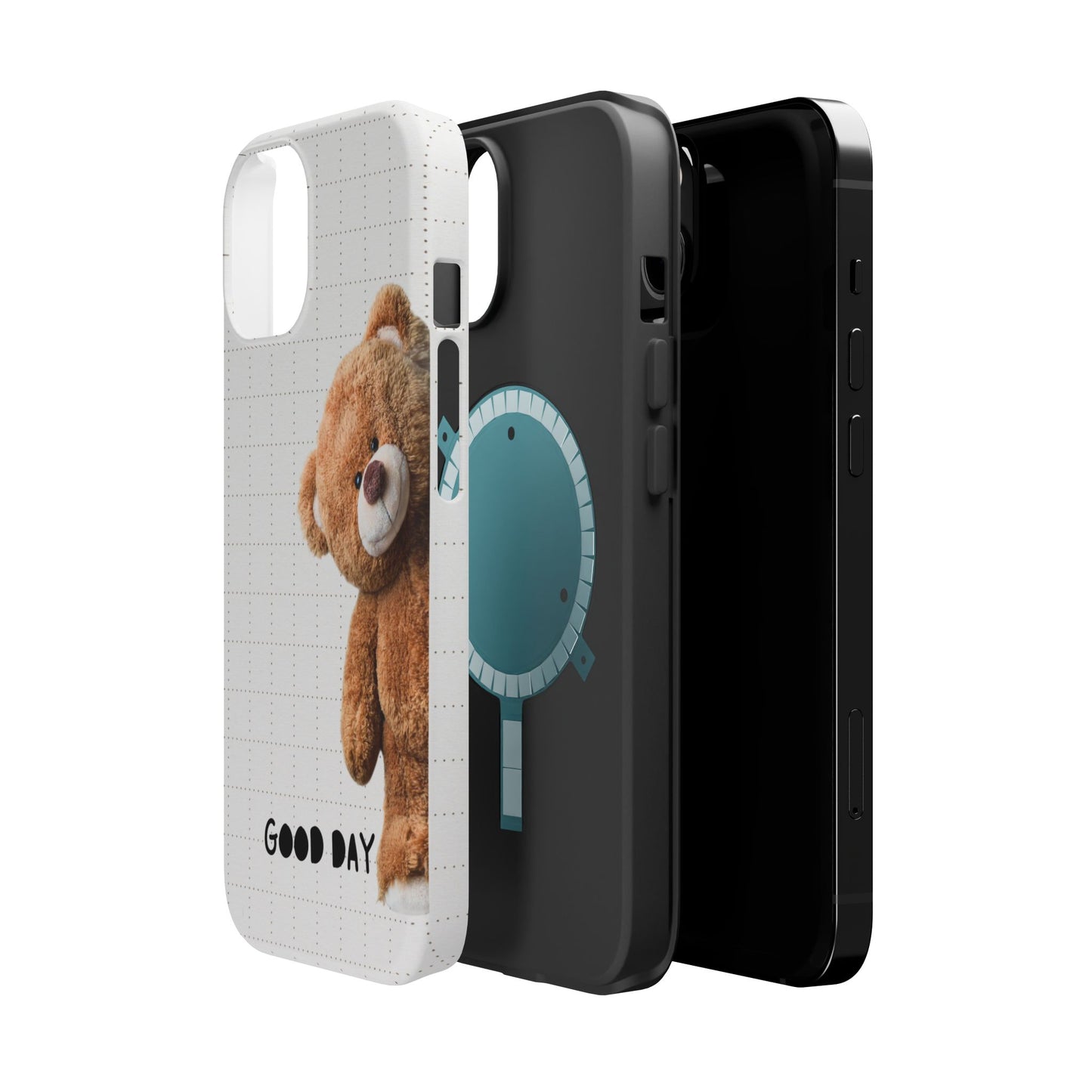 Good Day Teddy Bear MAGNETIC Phone Cases, Cute, Gift for Friends, Teddy Bear Lover's Case