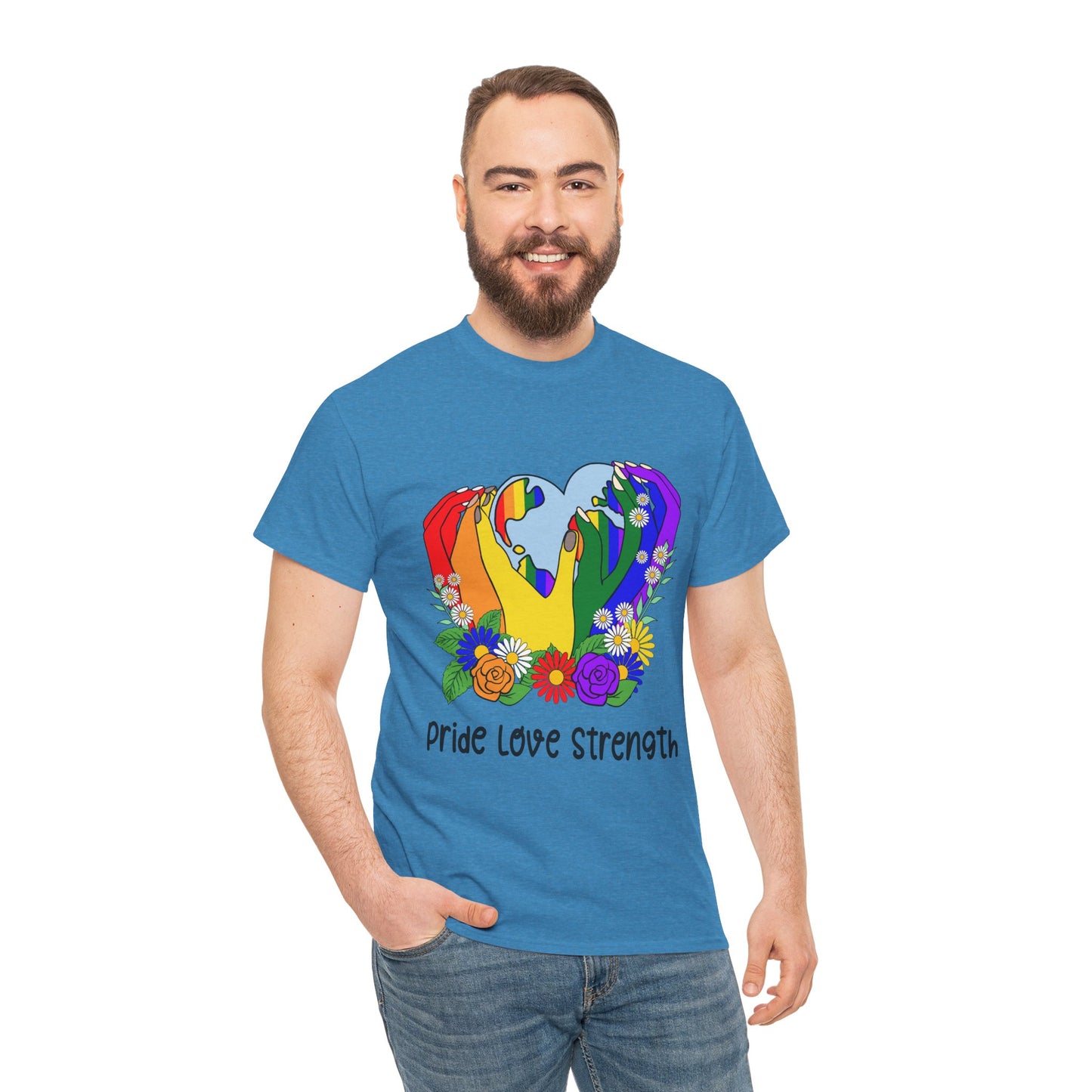 Pride Love Strength Unisex Cotton Tee - Celebrate Diversity and Unity
