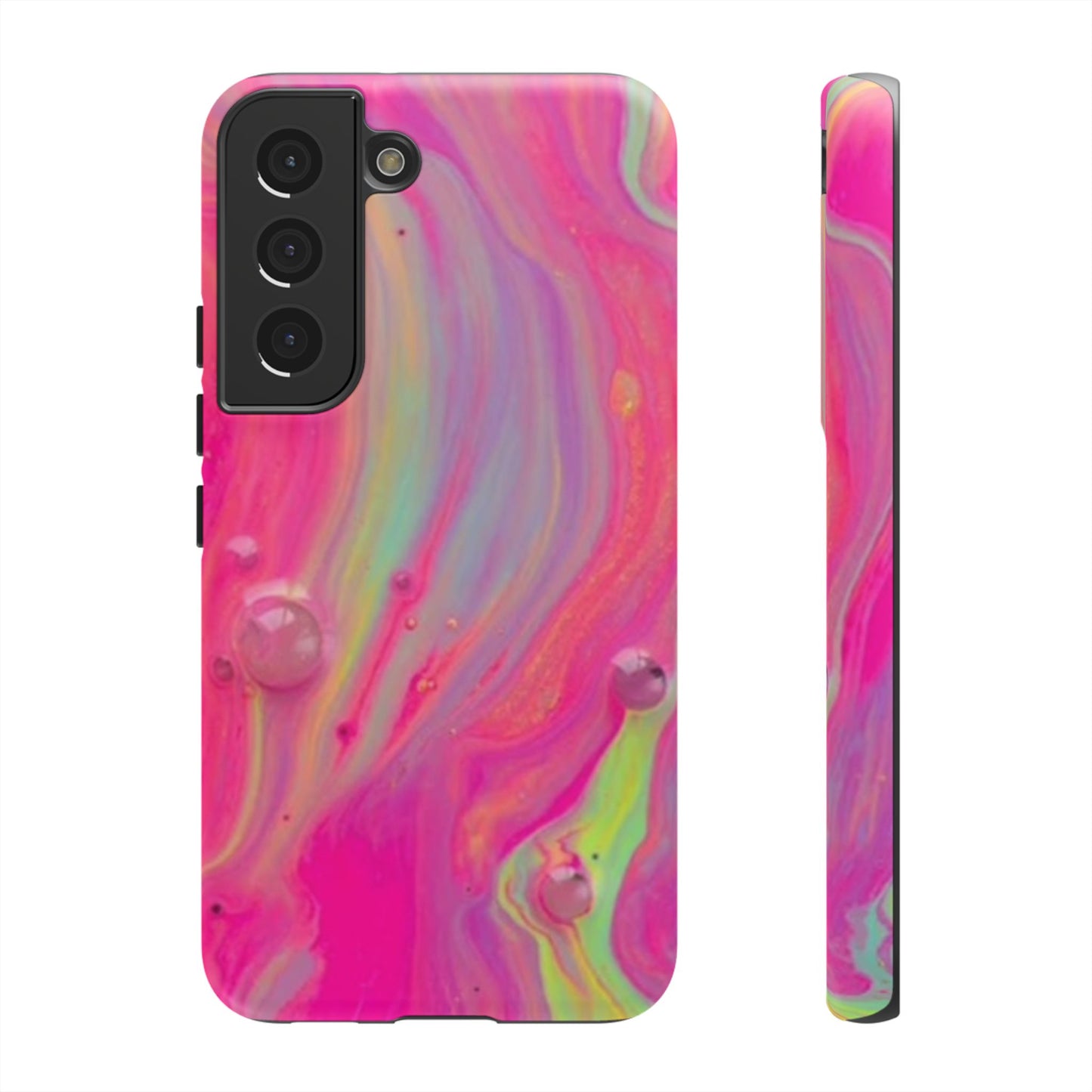 Pink Trendy Futuristic Tough Phone Case with Colorful Abstract Design for Samsung