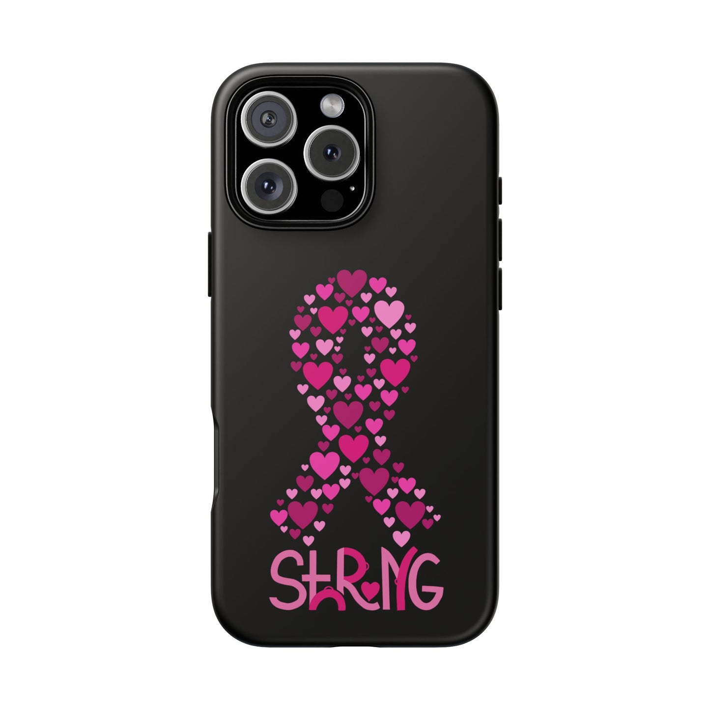 Pink Ribbon Phone Case - Strong Heart Design, Cancer Awareness, Gift for Supporters for IPhone