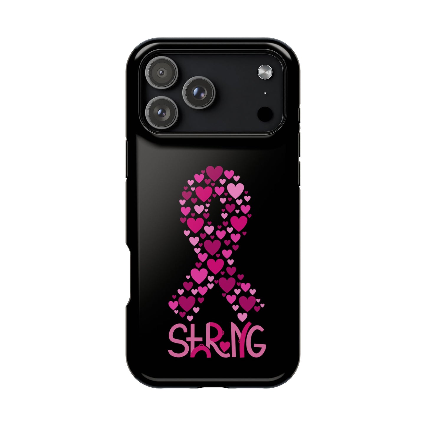 Pink Ribbon Magnetic Phone Case - Strong Heart Design, Cancer Awareness, Gift for Supporters for IPhone