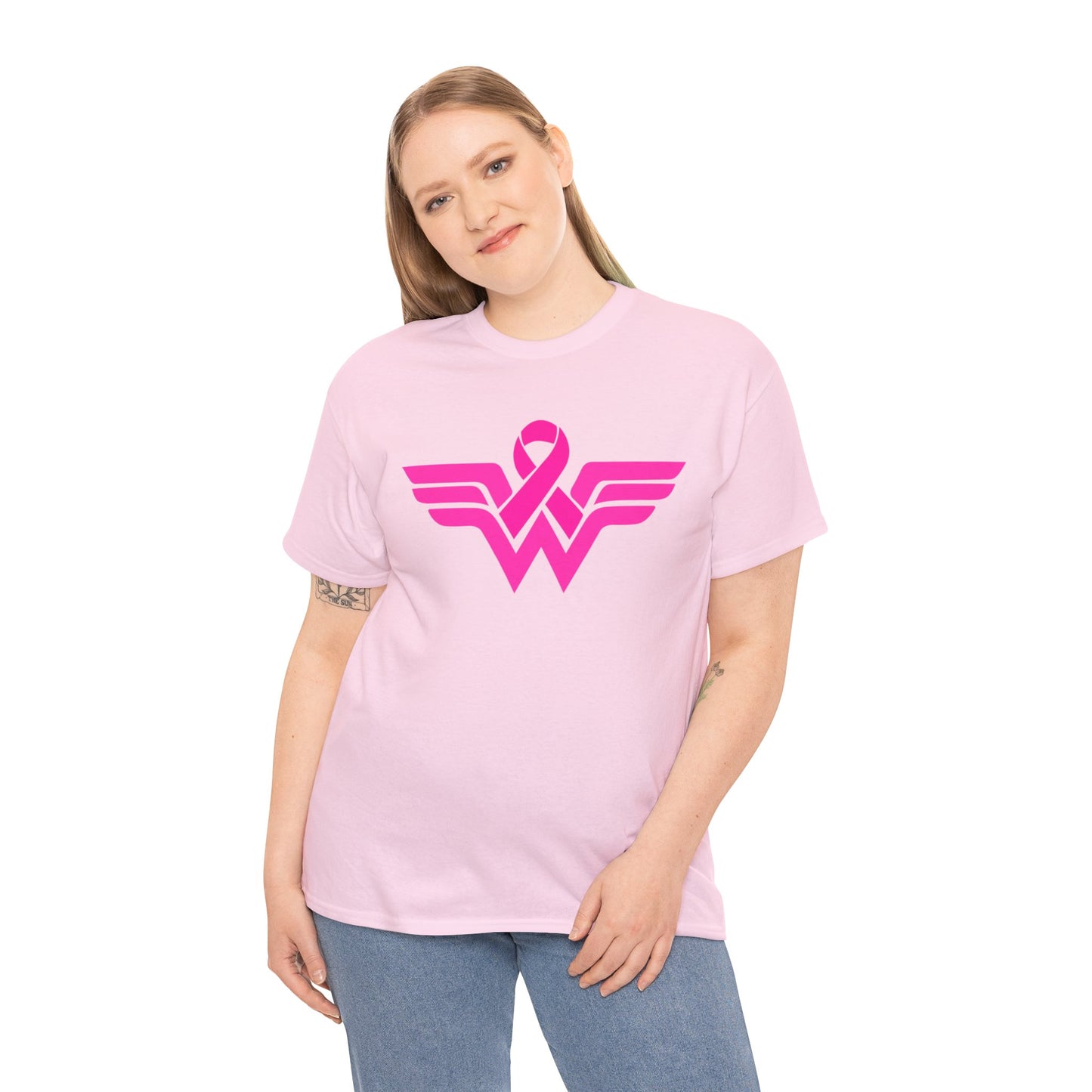 Empowerment Unisex Heavy Cotton Tee - Pink Wings & Ribbon Design