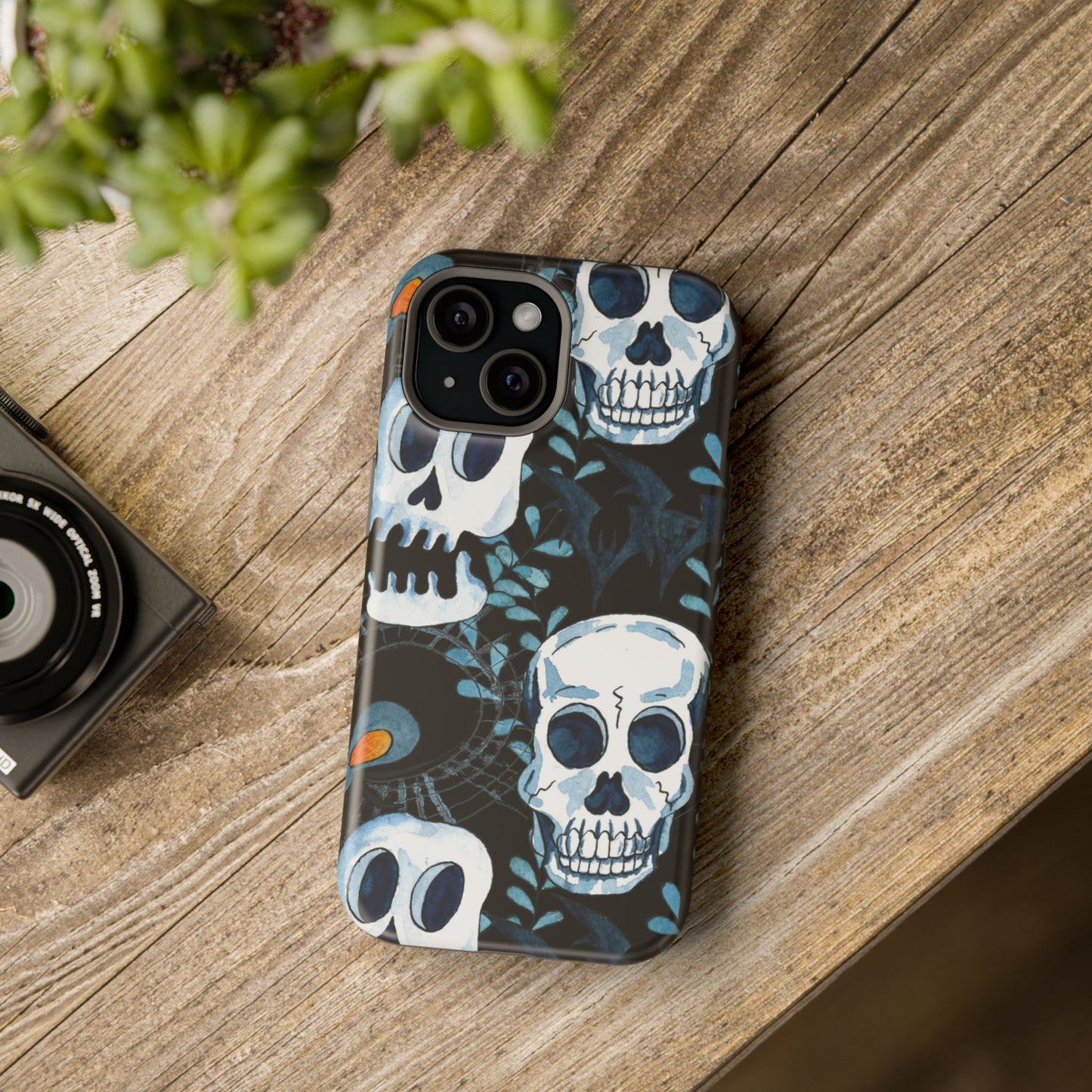 Phone Case - Skull Magnetic Impact-Resistant Case - Halloween - FREE Shipping for Iphone