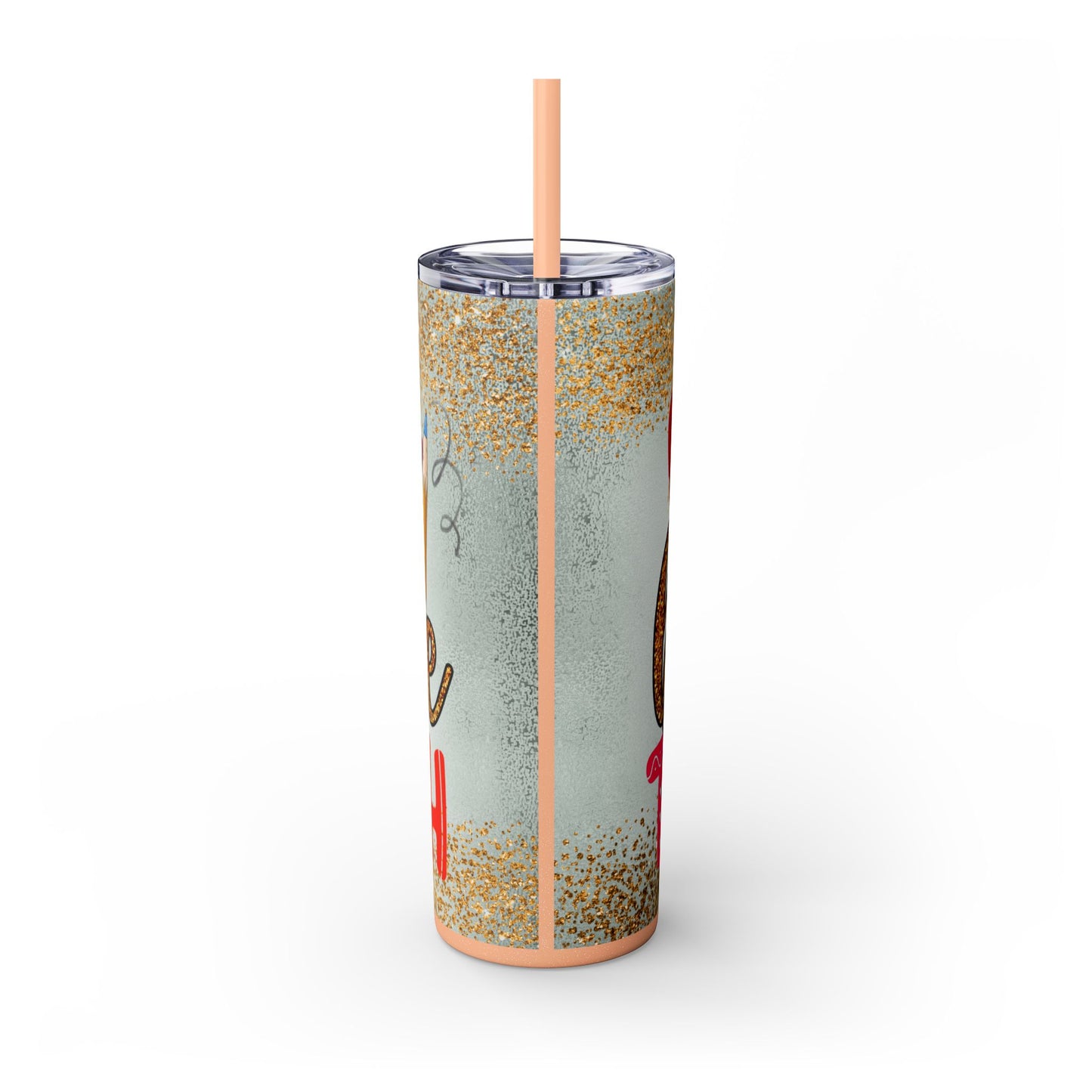 Only the Brave Teach 20oz Tumbler with Straw | Glitter Apple Design