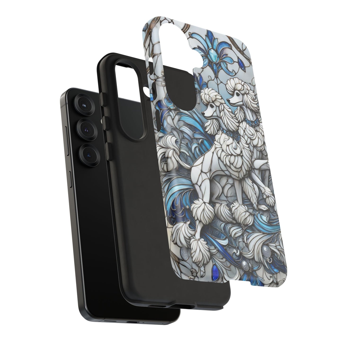 Phone Case - Elegant Blue and White Poodle Art for Samsung Phone