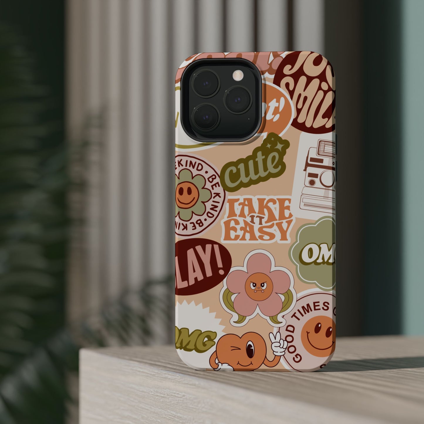 Cute Retro, Positive Affirmation Sticker Phone Case, Funky Phone Cover, Vibrant Design, Ideal Gift for Teens