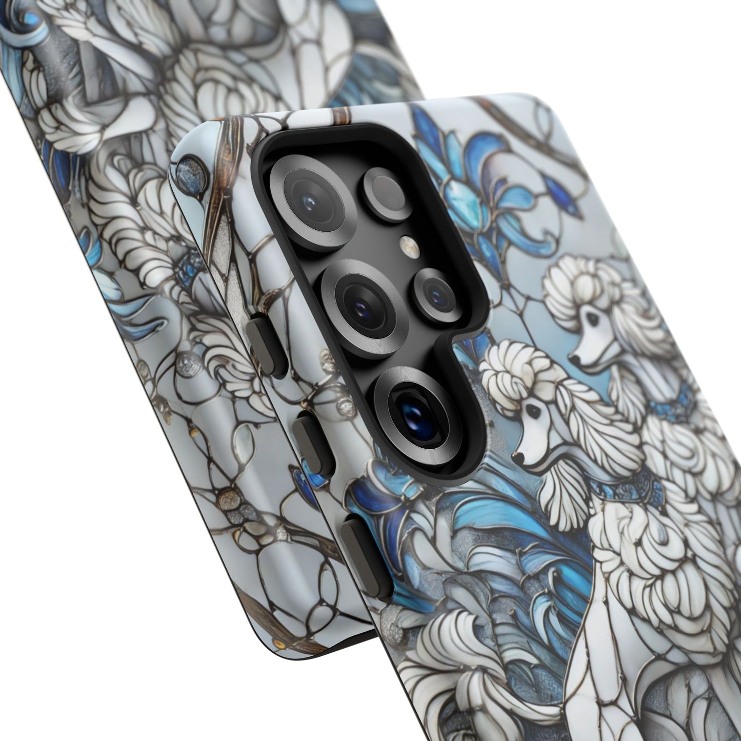 Phone Case - Elegant Blue and White Poodle Art for Samsung Phone