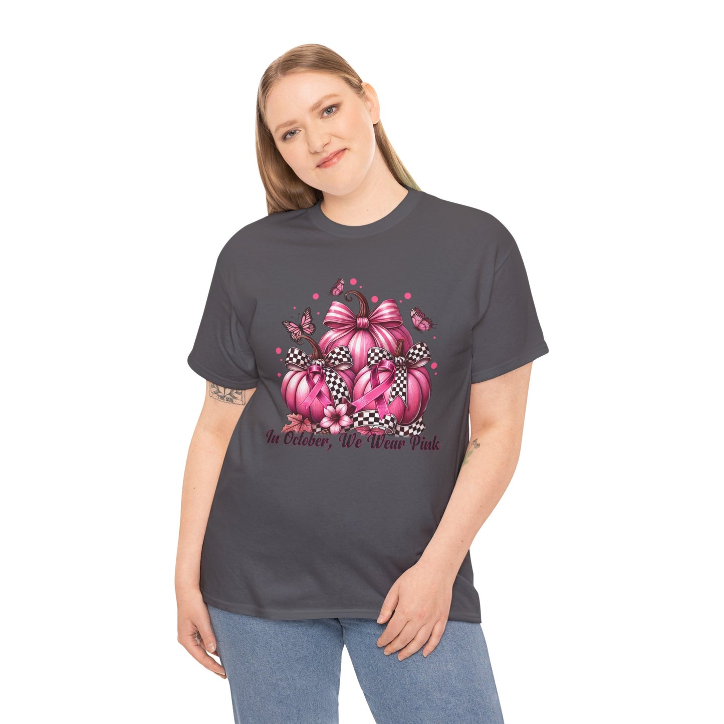 'In October, We Wear Pink' October Awareness Unisex Cotton Tee