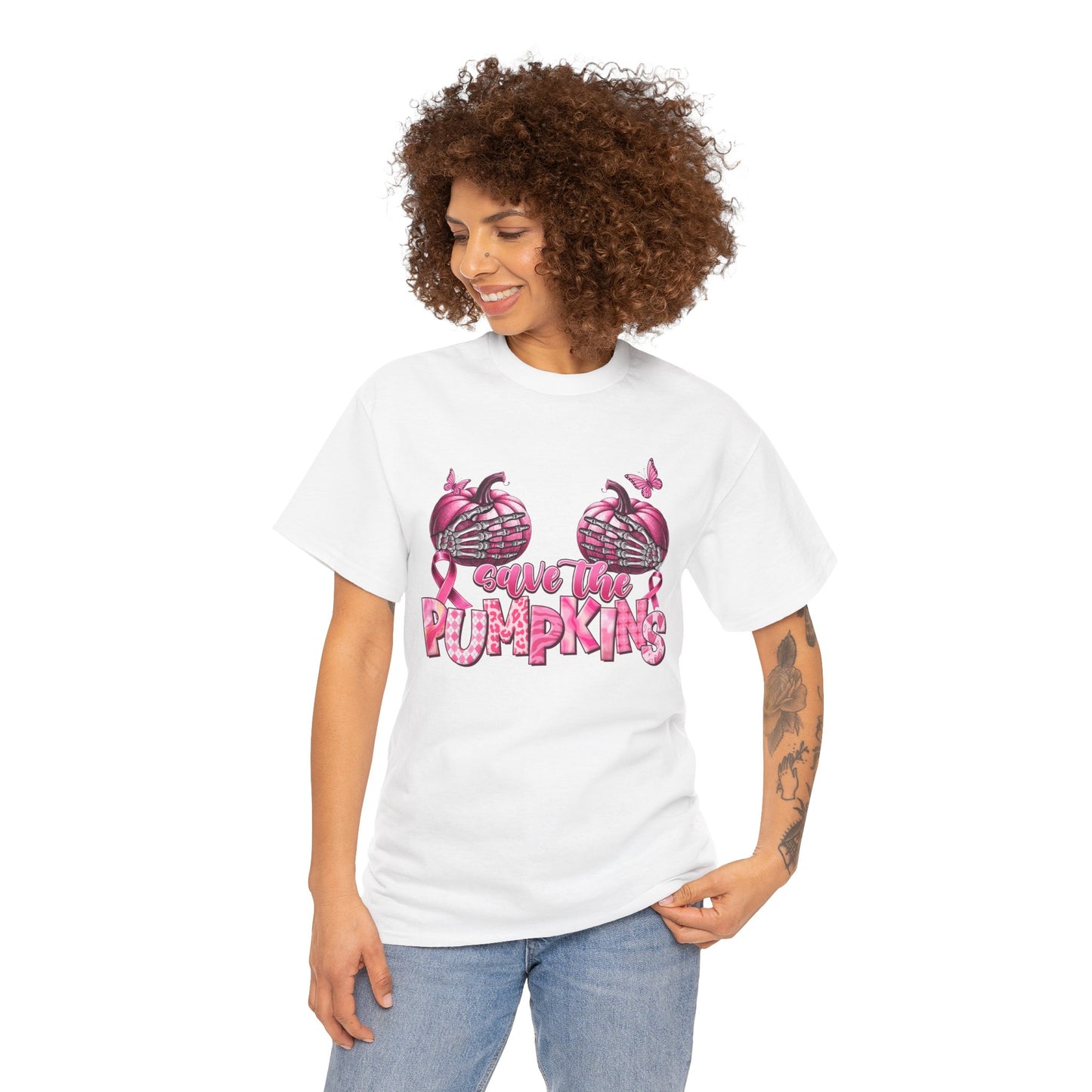 Save the Pumpkins Unisex Tee | Fall Fashion & Breast Cancer Awareness