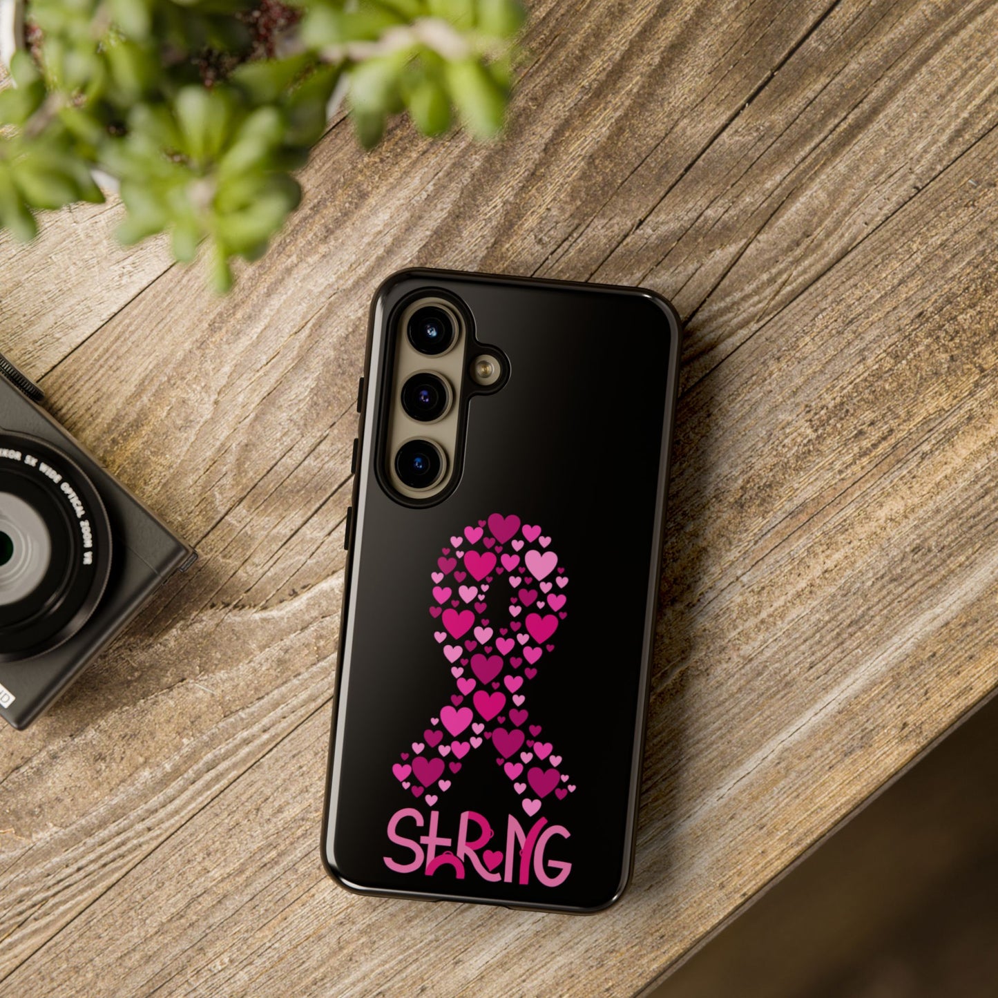Pink Ribbon Phone Case - Strong Heart Design, Cancer Awareness, Gift for Supporters for Samsung