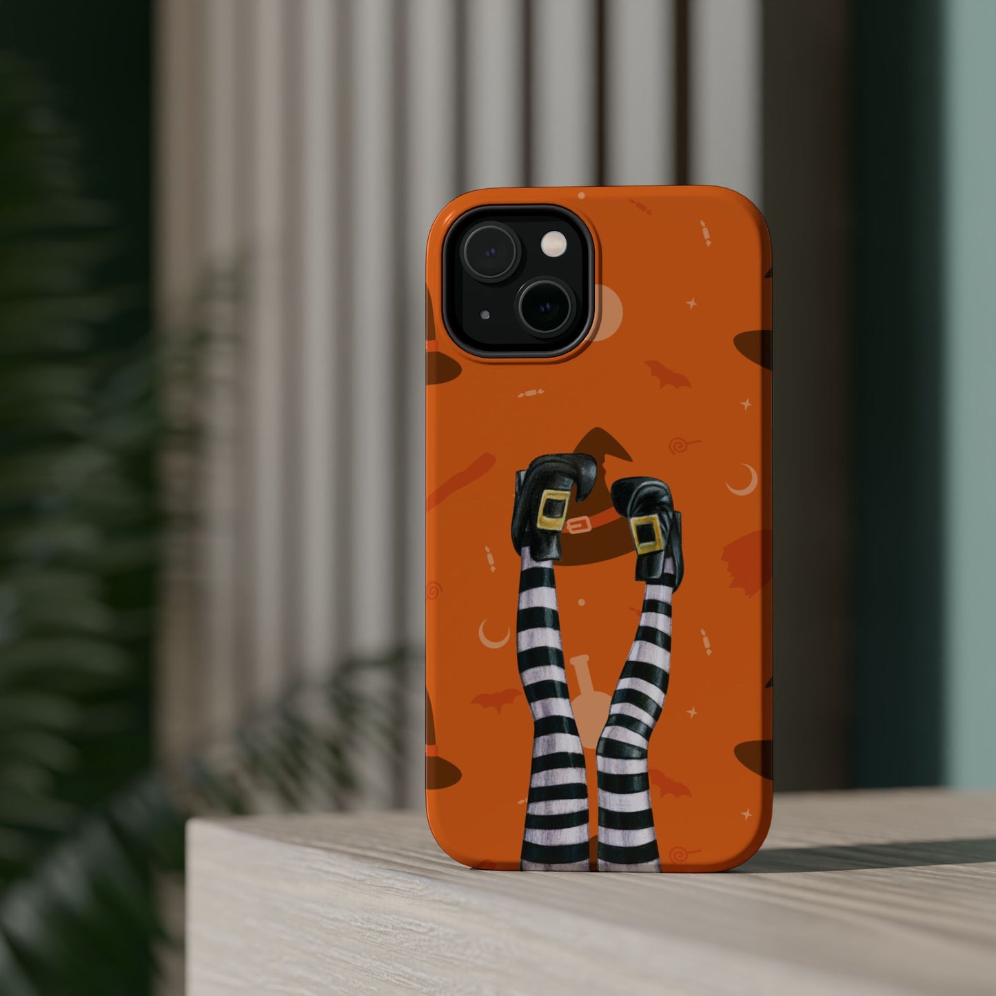 Halloween Magnetic Phone Case, Spooky Design, Witch Legs for Iphone