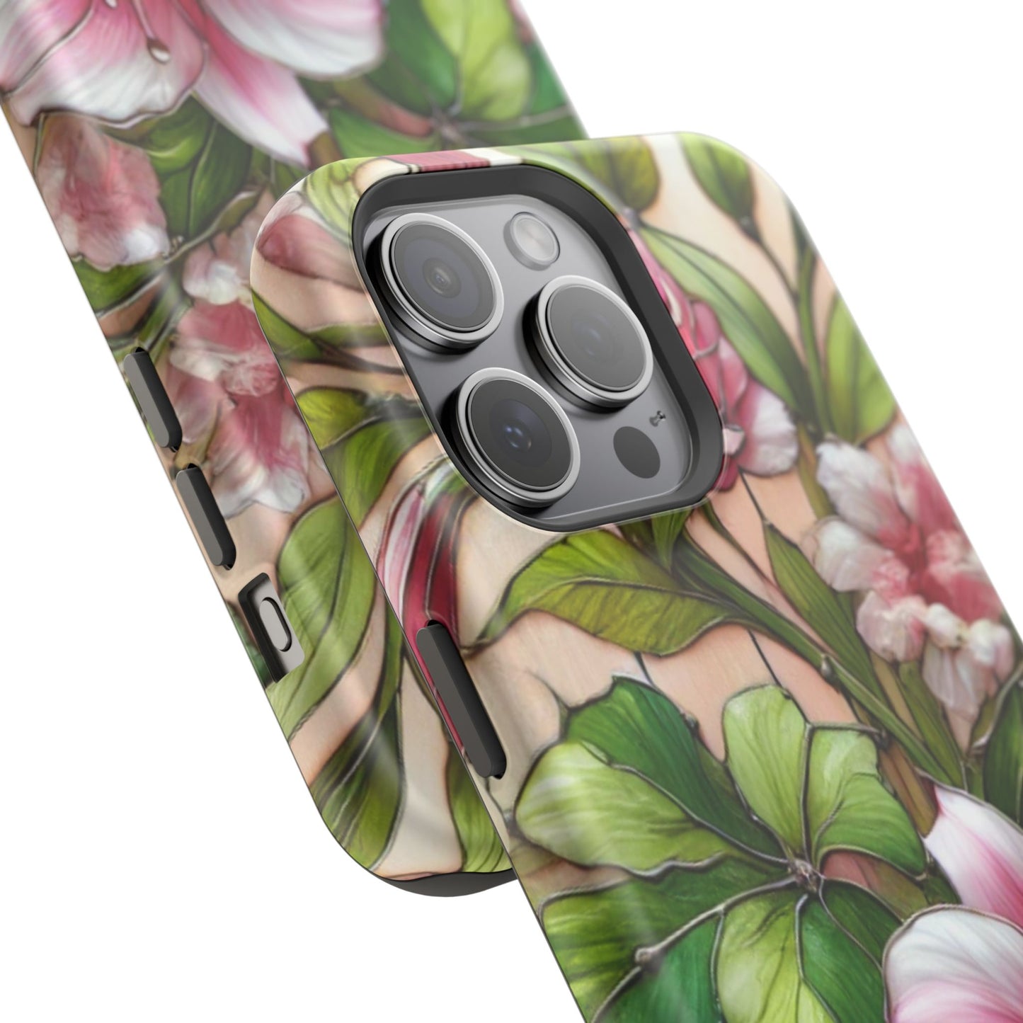 Elegant Pink & Green Floral MAGNETIC Tough Cases - Durable Phone Protection