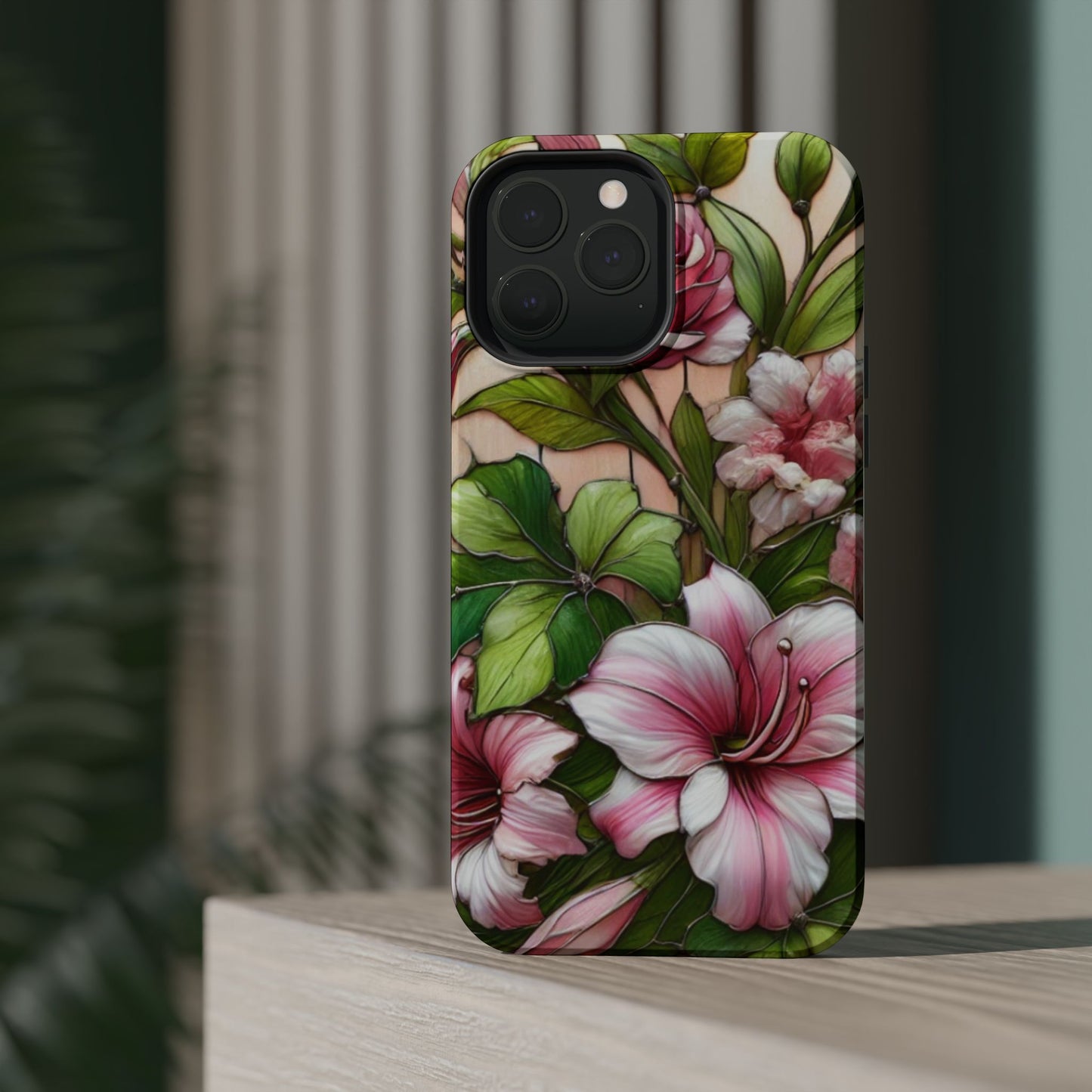 Elegant Pink & Green Floral MAGNETIC Tough Cases - Durable Phone Protection