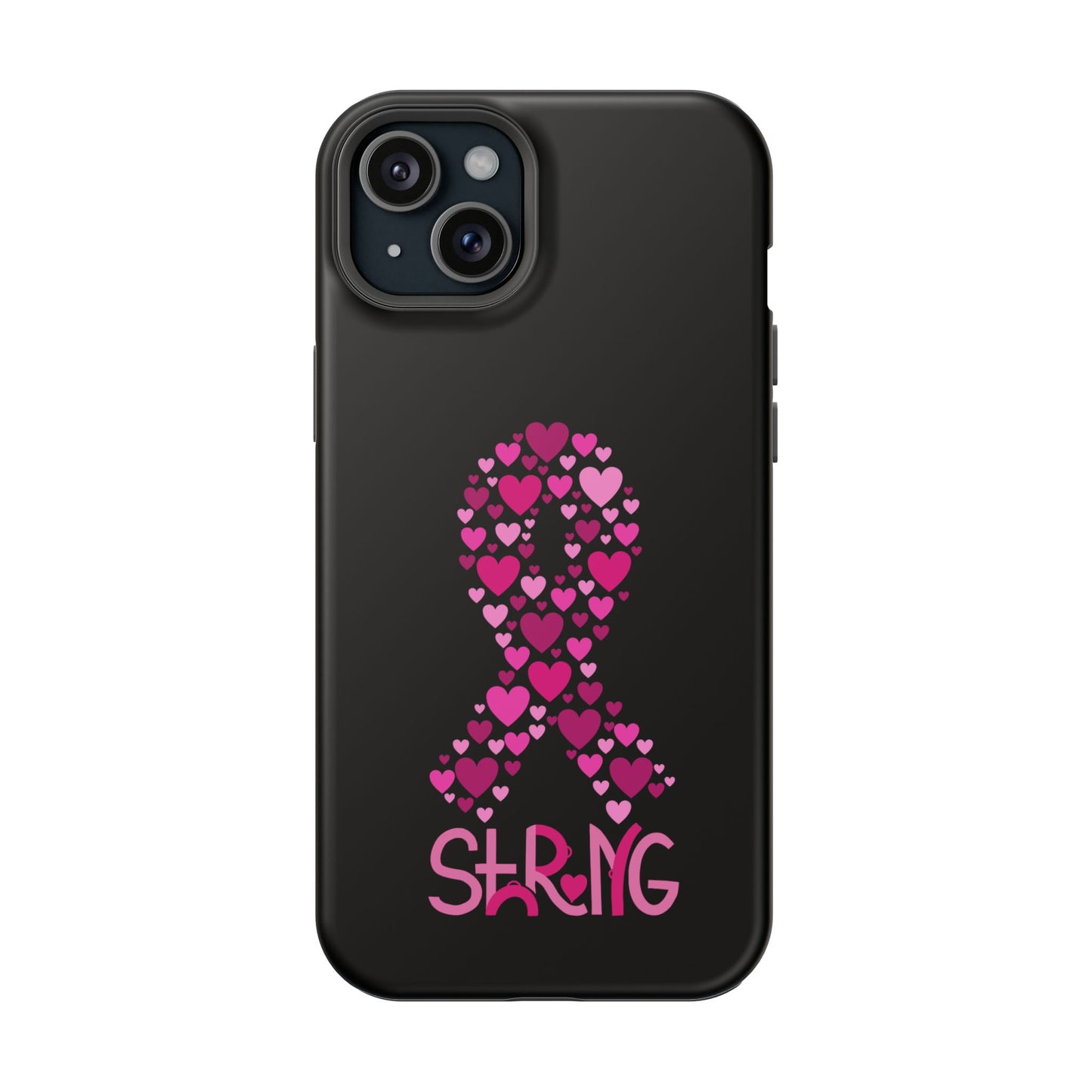 Pink Ribbon Magnetic Phone Case - Strong Heart Design, Cancer Awareness, Gift for Supporters for IPhone