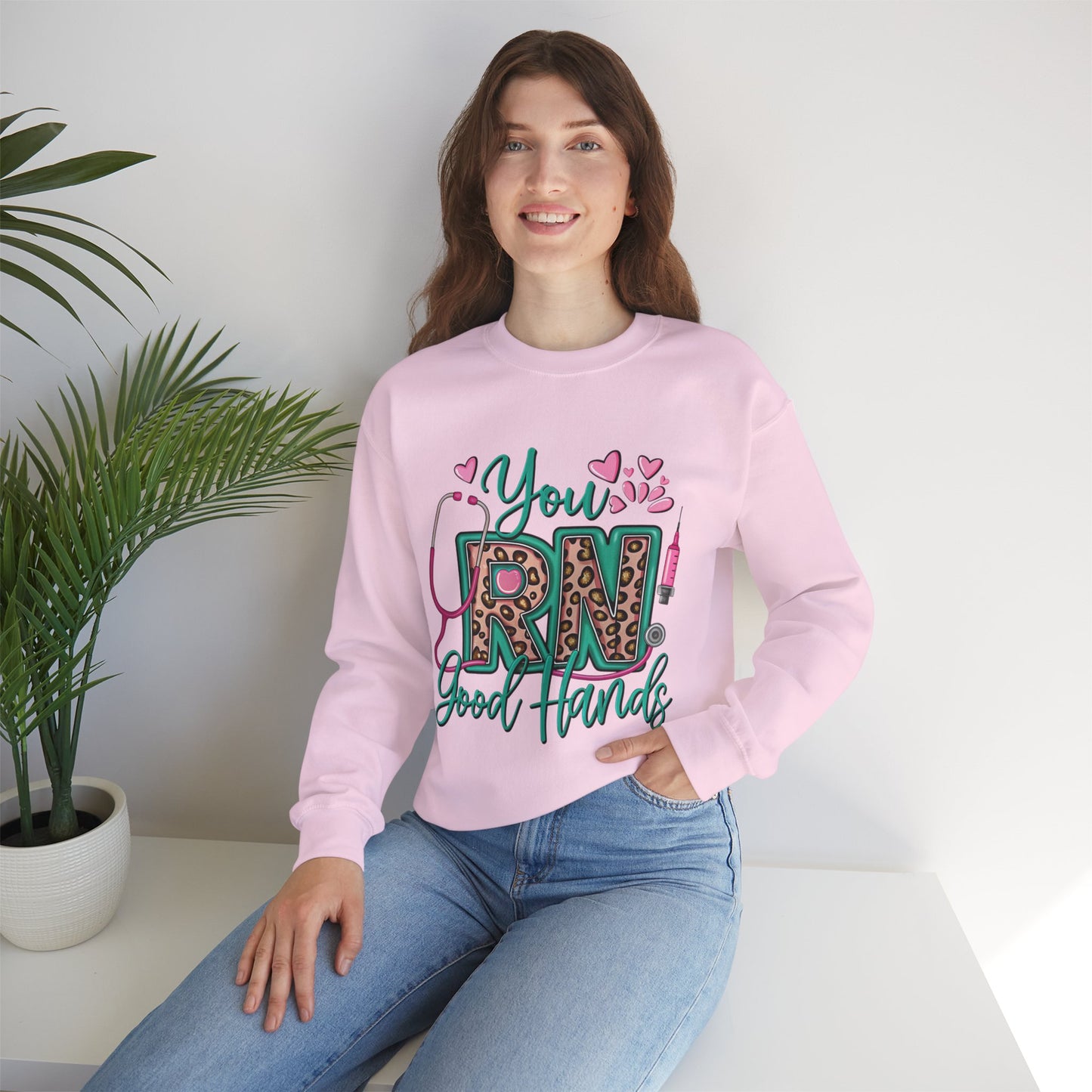 You RN Good Hands Sweatshirt - Cozy Unisex Crewneck for Nurses